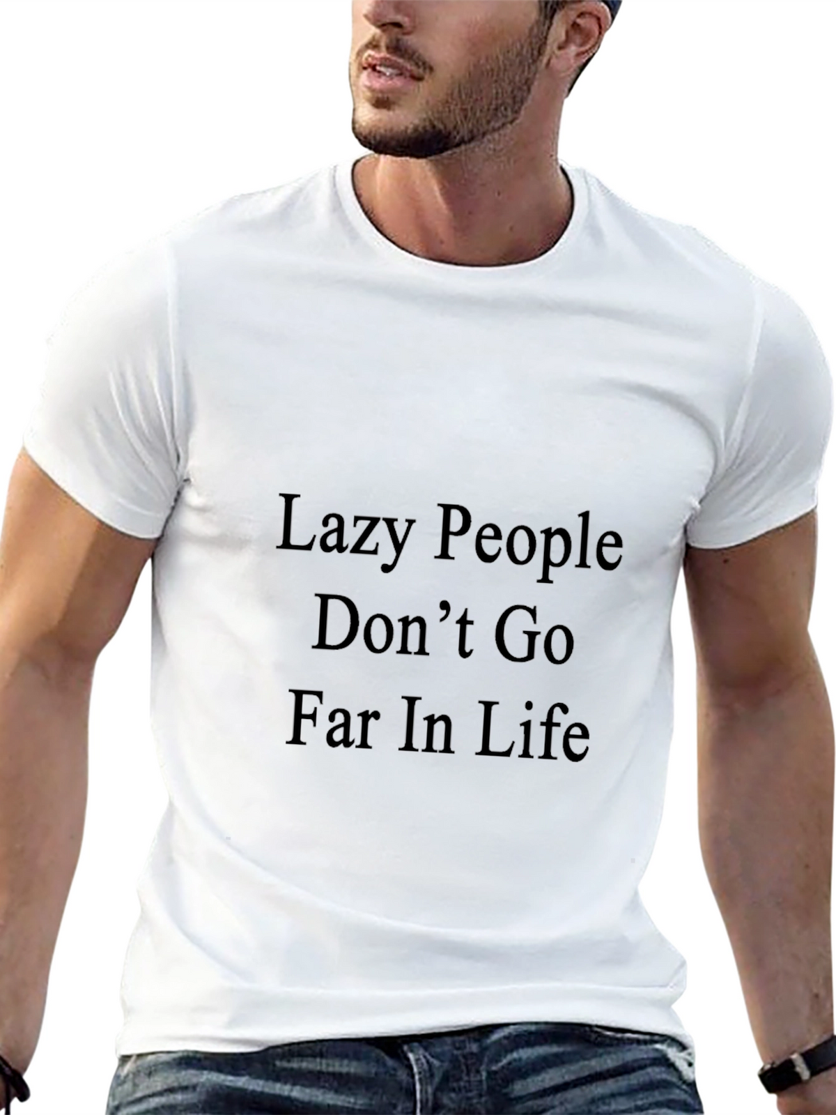 Motivational Black T-Shirt - Lazy People Quote