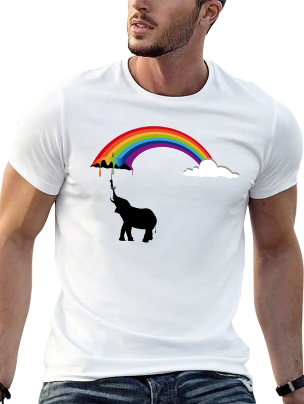 Rainbow Elephant Black T-Shirt Unique Design