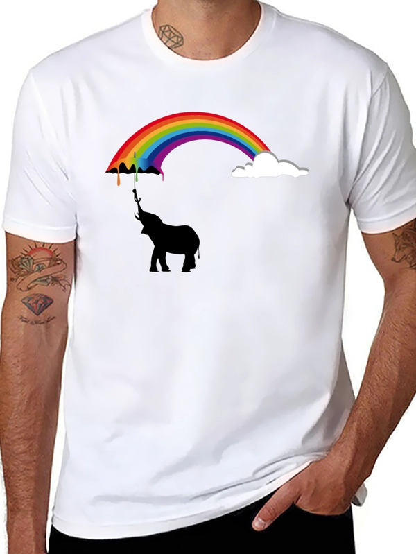 Rainbow Elephant Black T-Shirt Unique Design