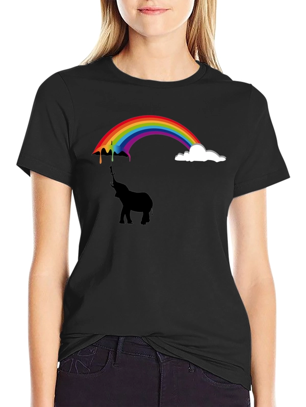 Rainbow Elephant Black T-Shirt Unique Design