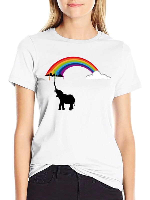 Rainbow Elephant Black T-Shirt Unique Design