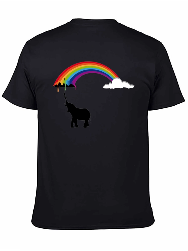 Rainbow Elephant Black T-Shirt Unique Design