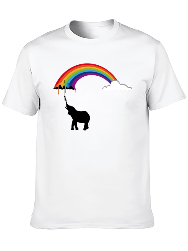 Rainbow Elephant Black T-Shirt Unique Design