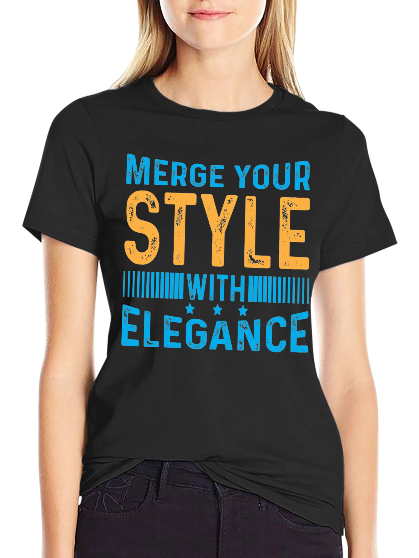 Stylish Merge Elegance Mens Black T-Shirt