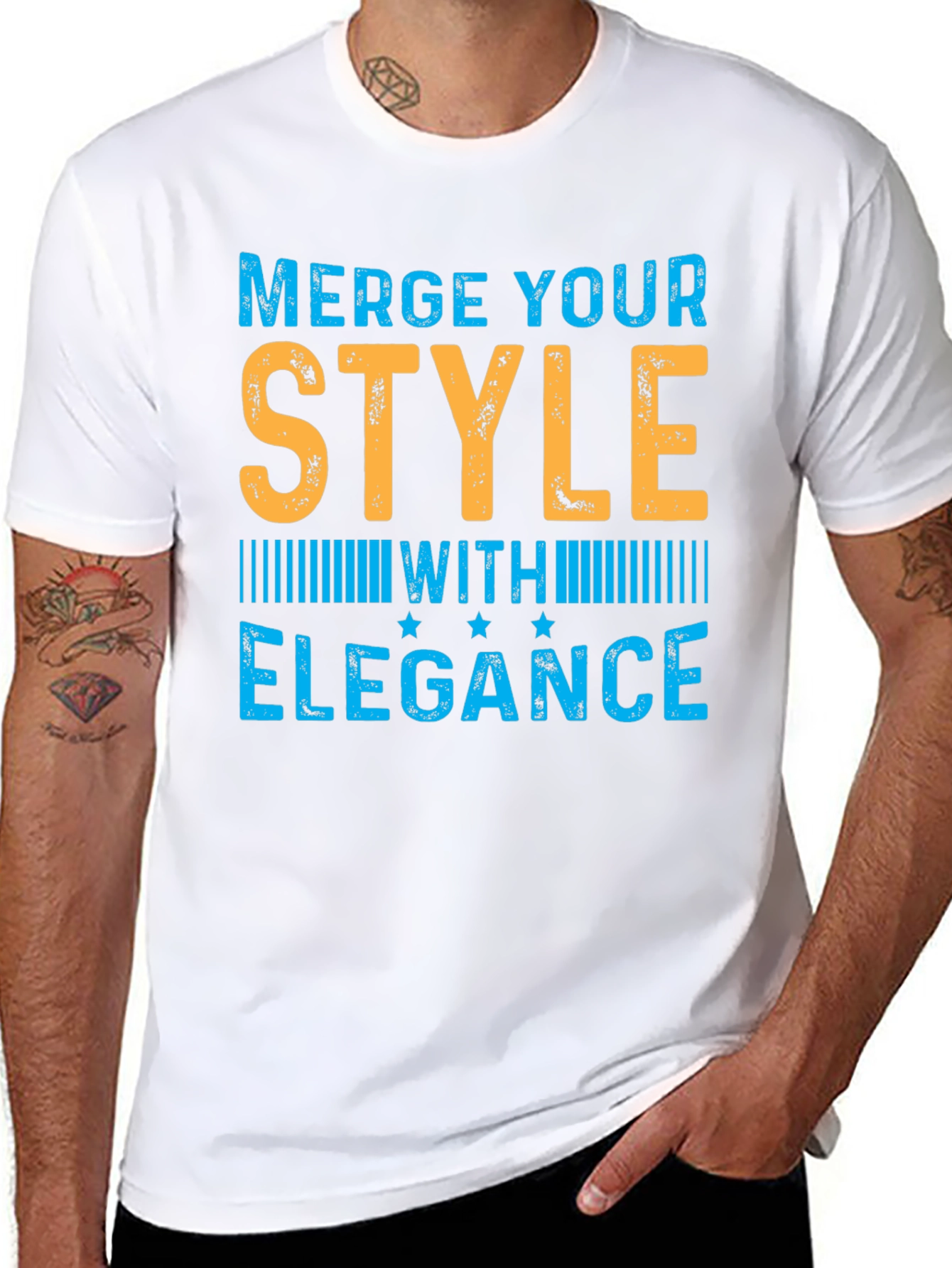 Stylish Merge Elegance Mens Black T-Shirt