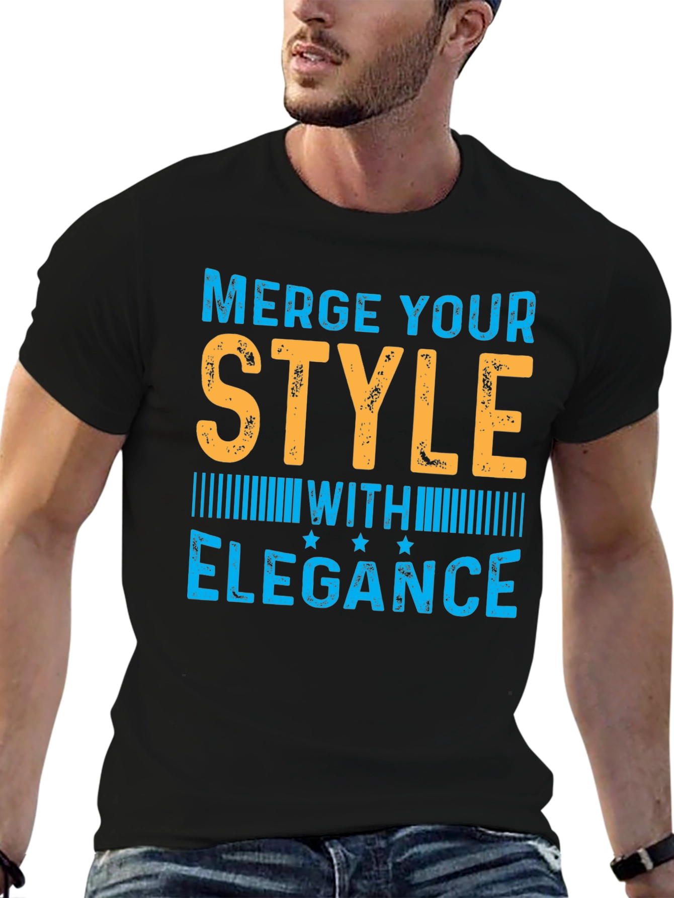 Stylish Merge Elegance Mens Black T-Shirt