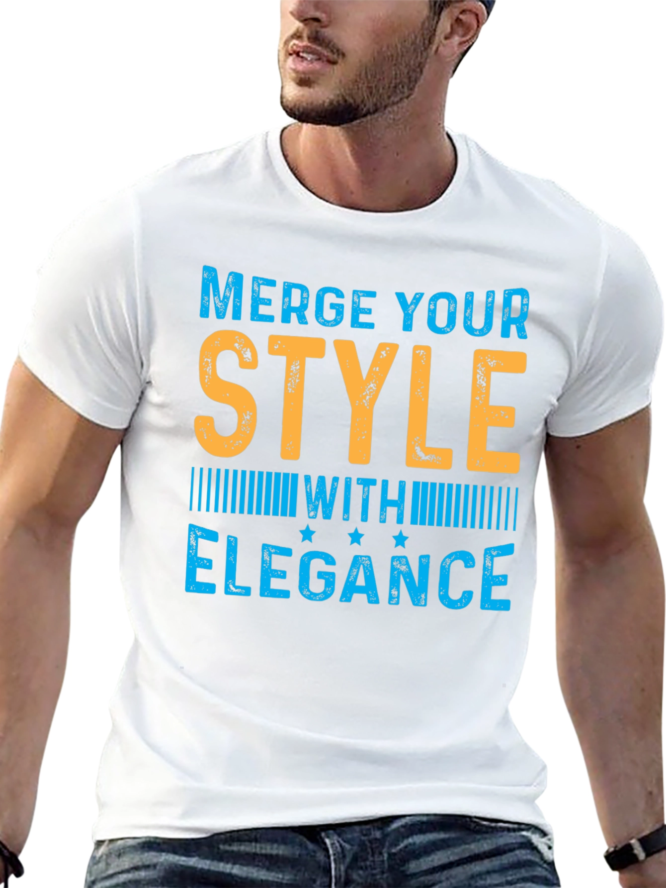 Stylish Merge Elegance Mens Black T-Shirt