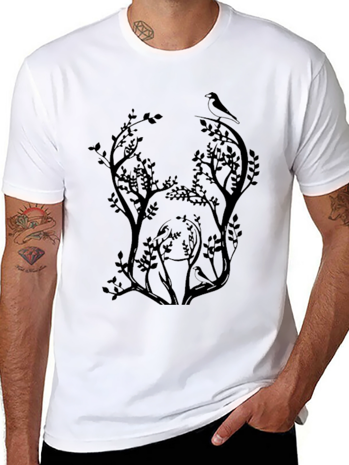 Nature Silhouette Graphic Tee - Black