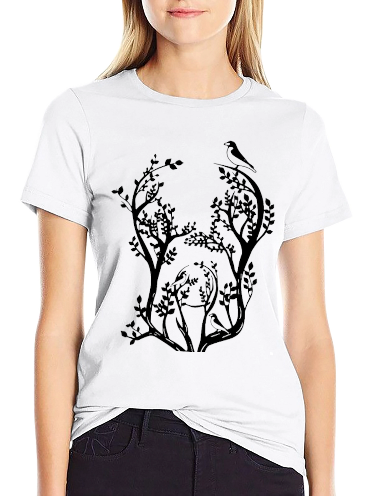 Nature Silhouette Graphic Tee - Black