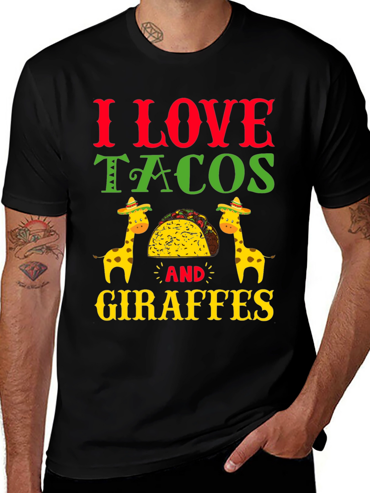 I Love Tacos and Giraffes T-Shirt