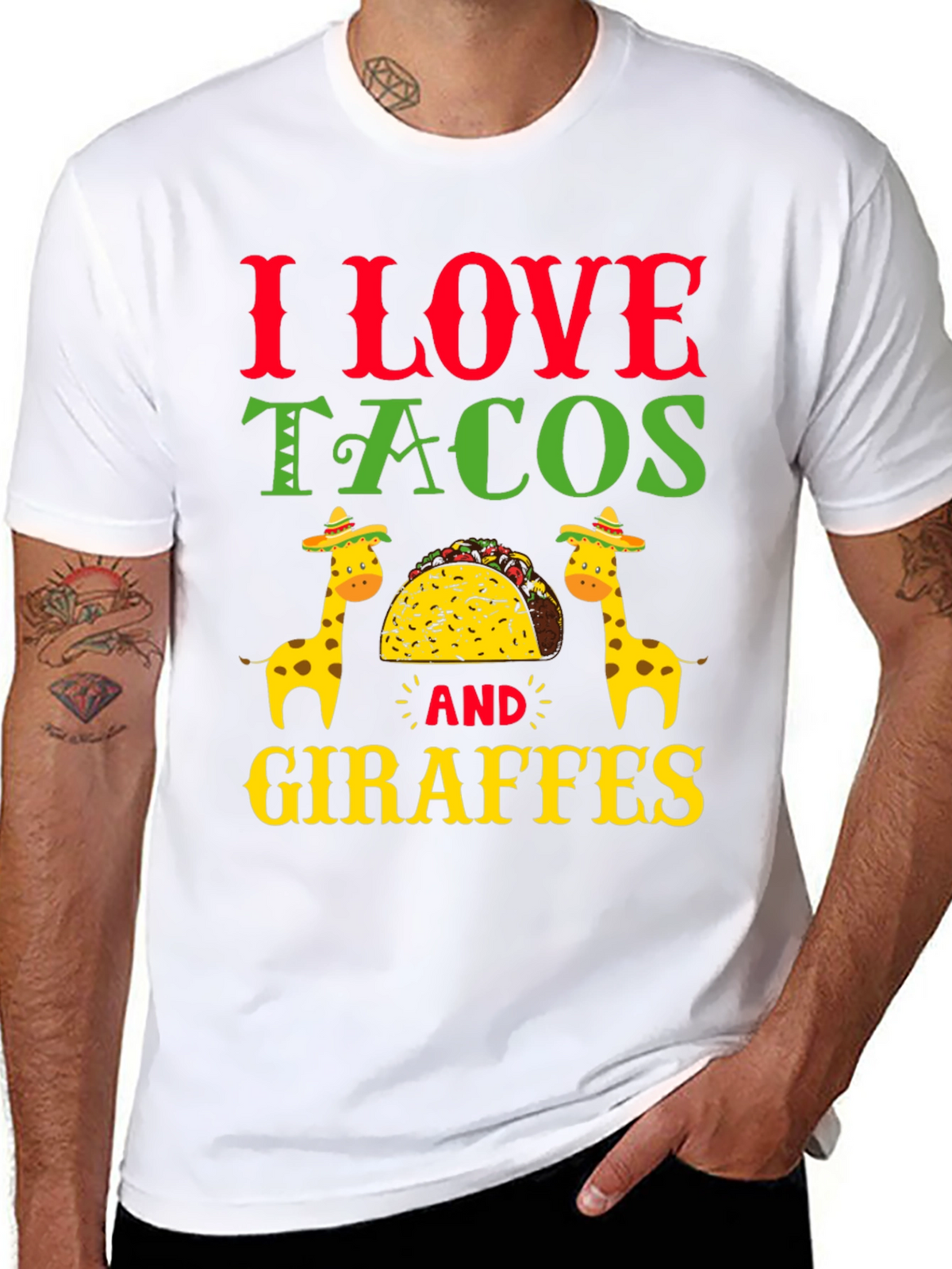 I Love Tacos and Giraffes T-Shirt