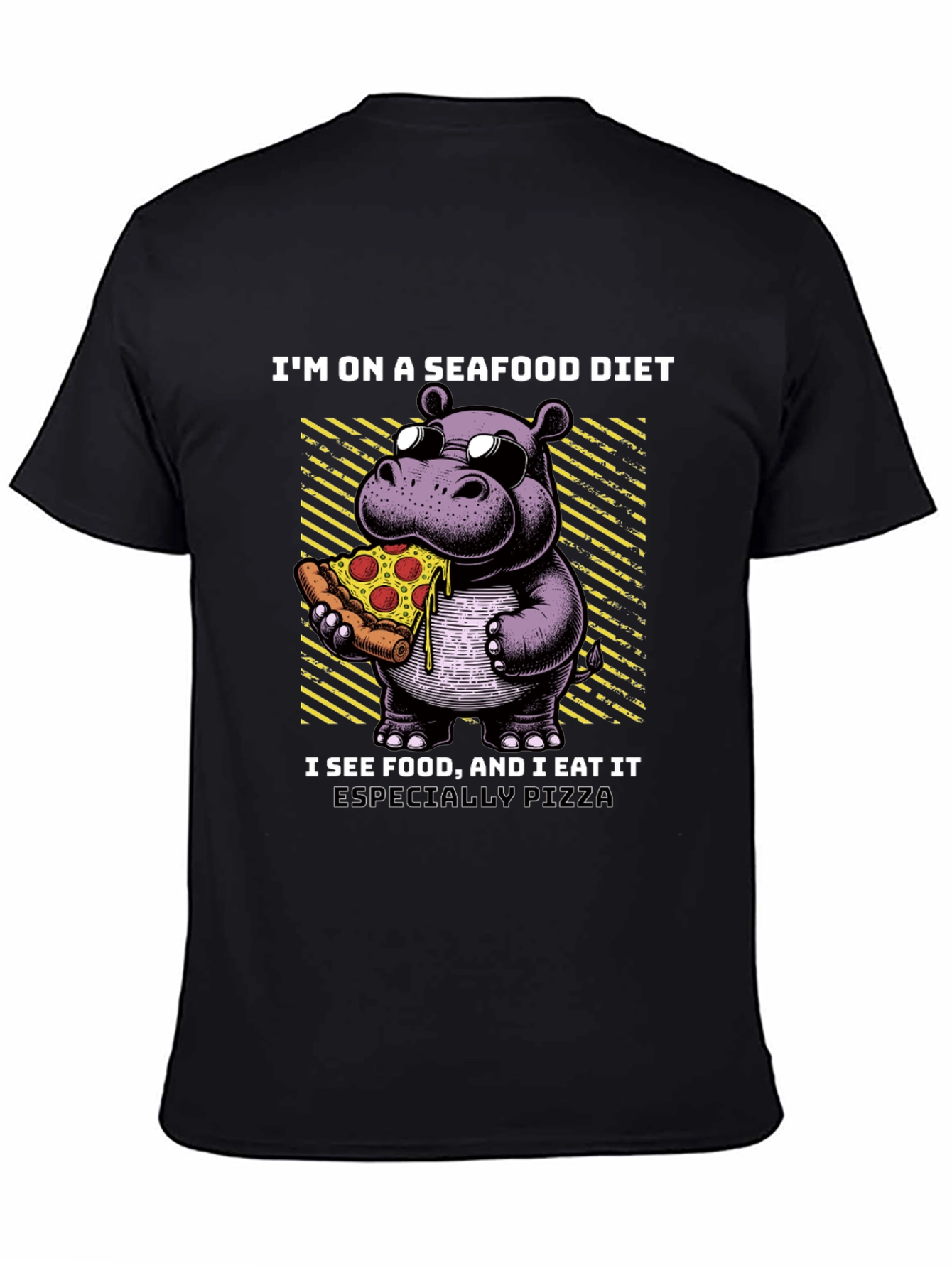 Seafood Diet Hippo Pizza T-Shirt