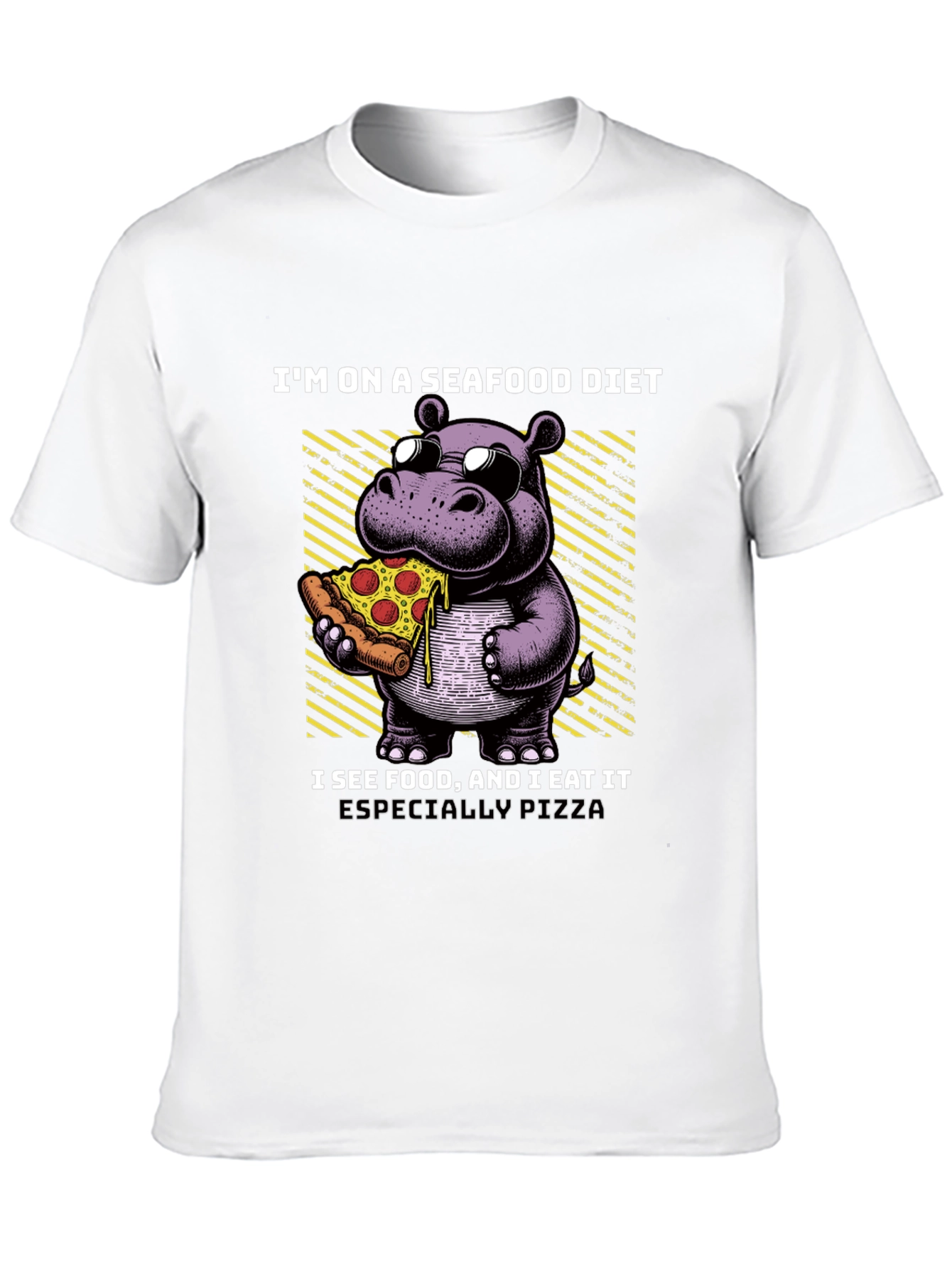 Seafood Diet Hippo Pizza T-Shirt