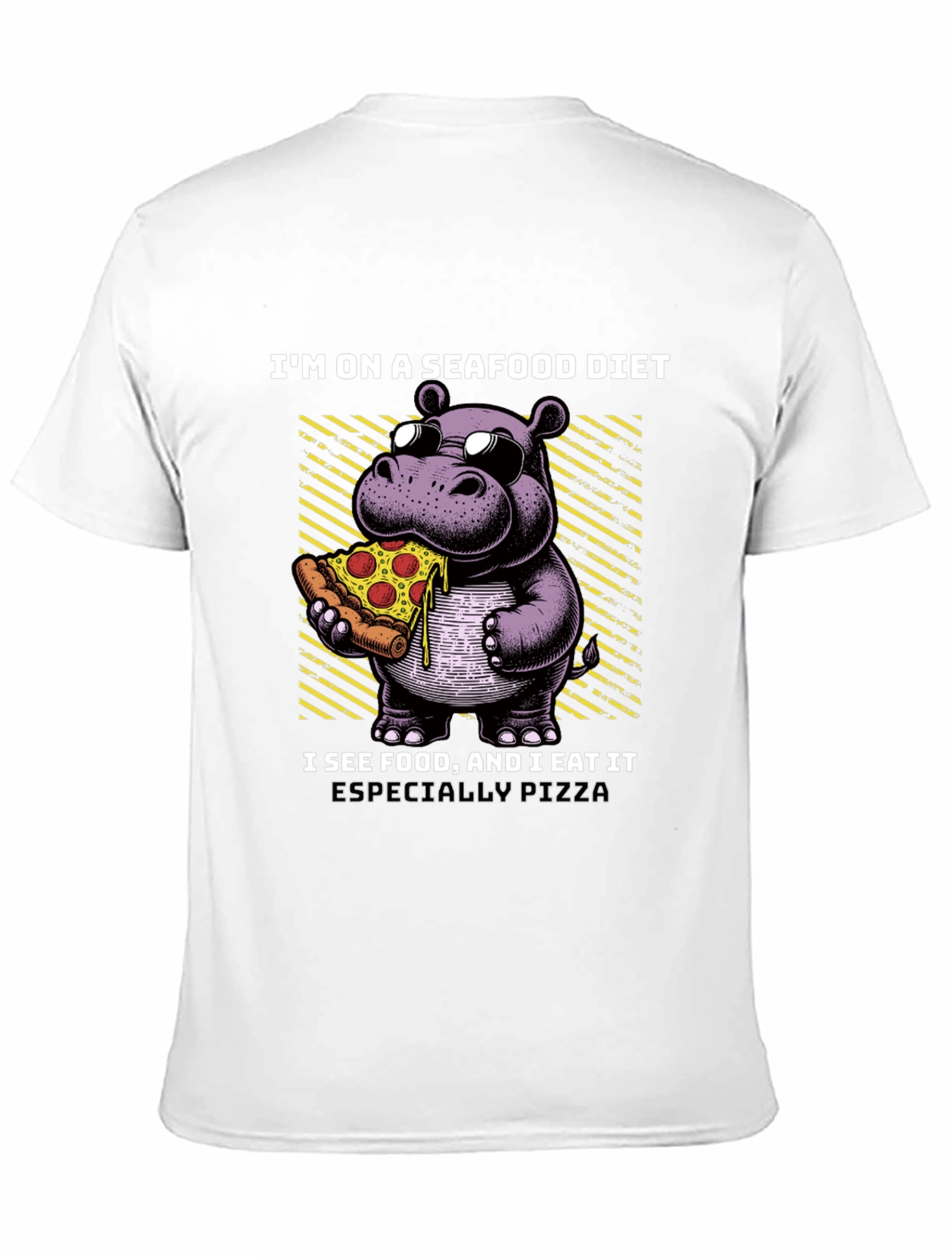 Seafood Diet Hippo Pizza T-Shirt