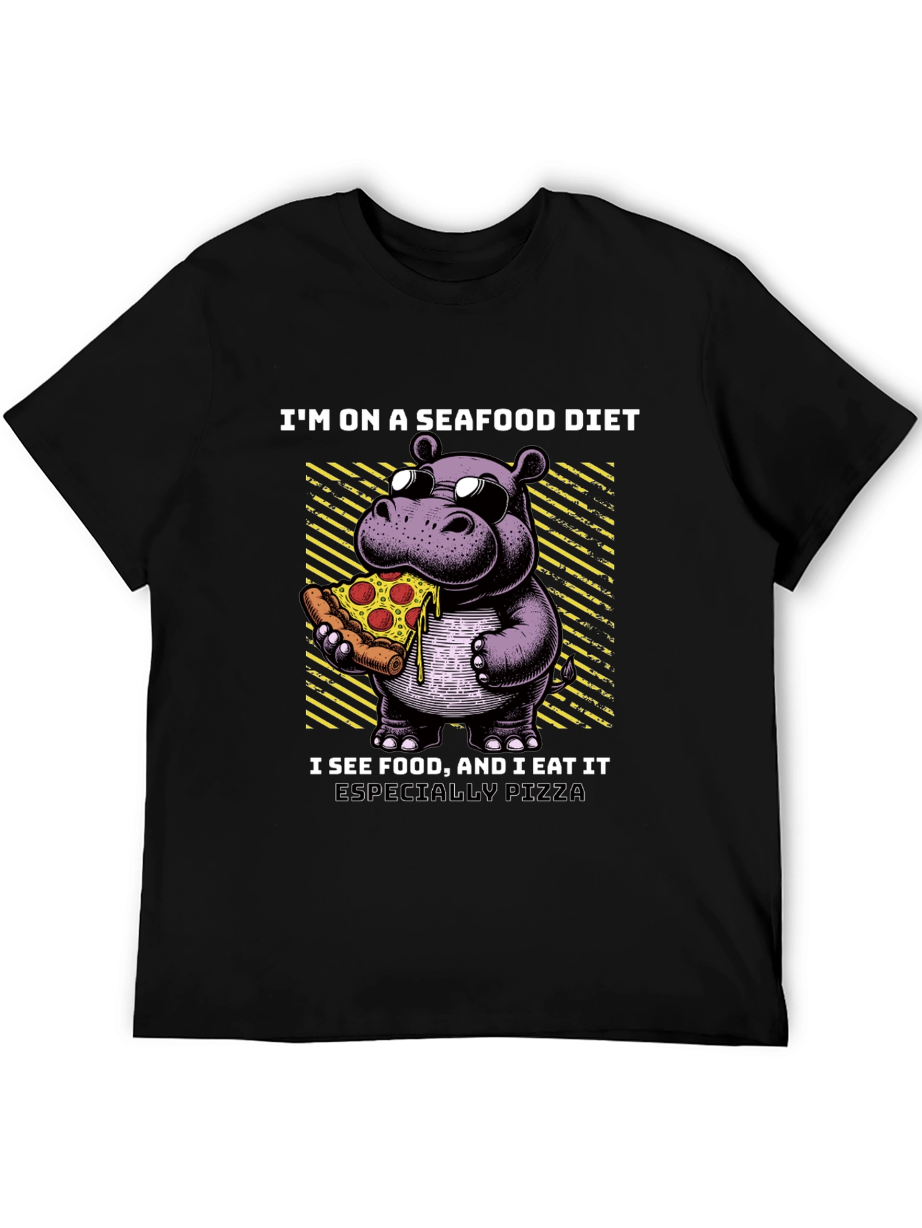 Seafood Diet Hippo Pizza T-Shirt