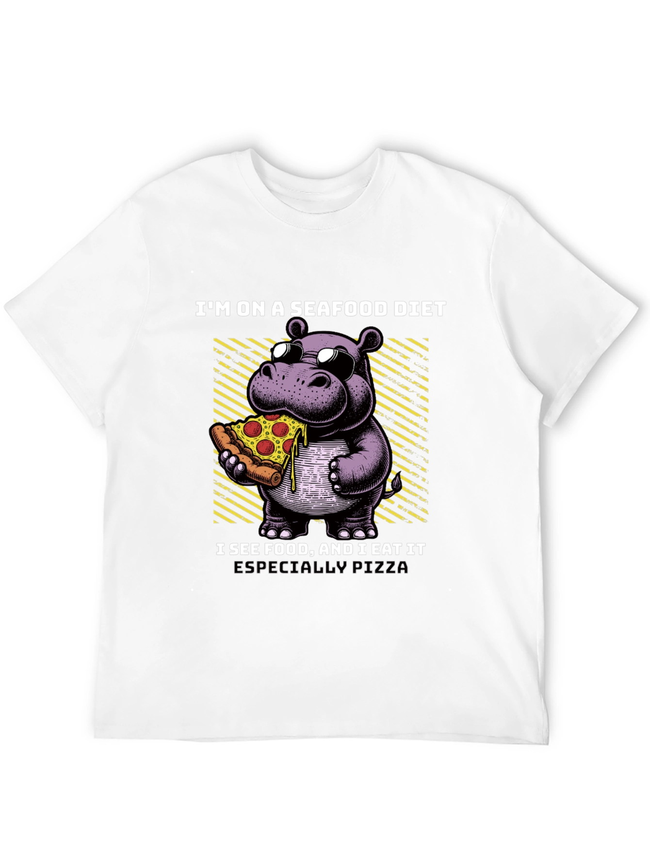 Seafood Diet Hippo Pizza T-Shirt