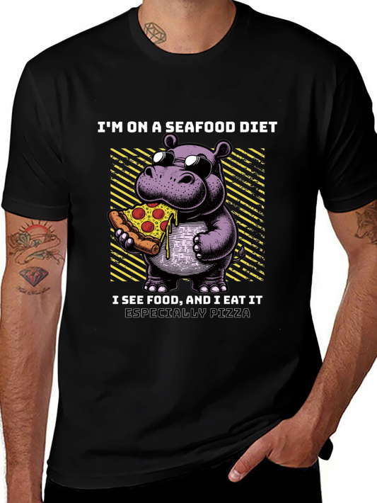 Seafood Diet Hippo Pizza T-Shirt