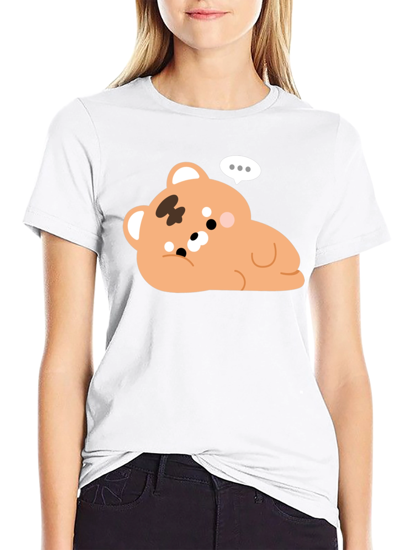 Cute Bear Graphic Black T-Shirt