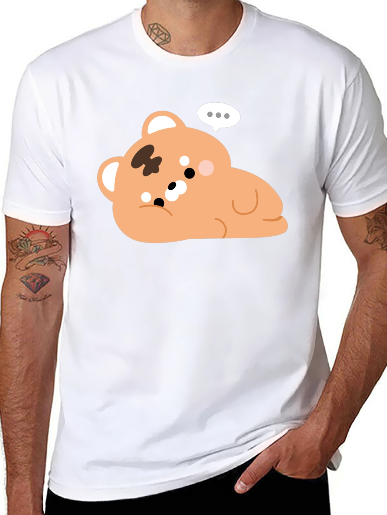 Cute Bear Graphic Black T-Shirt