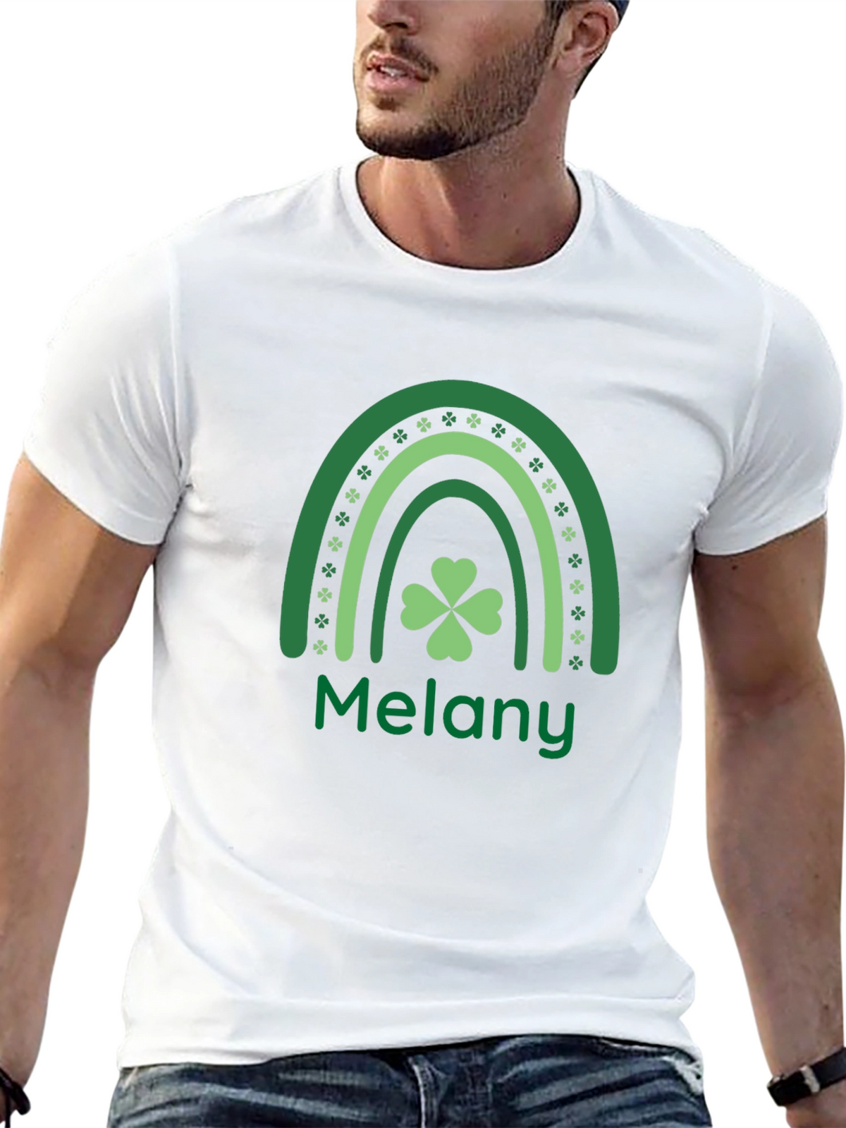 Melany St. Patricks Day Shamrock Rainbow T-Shirt