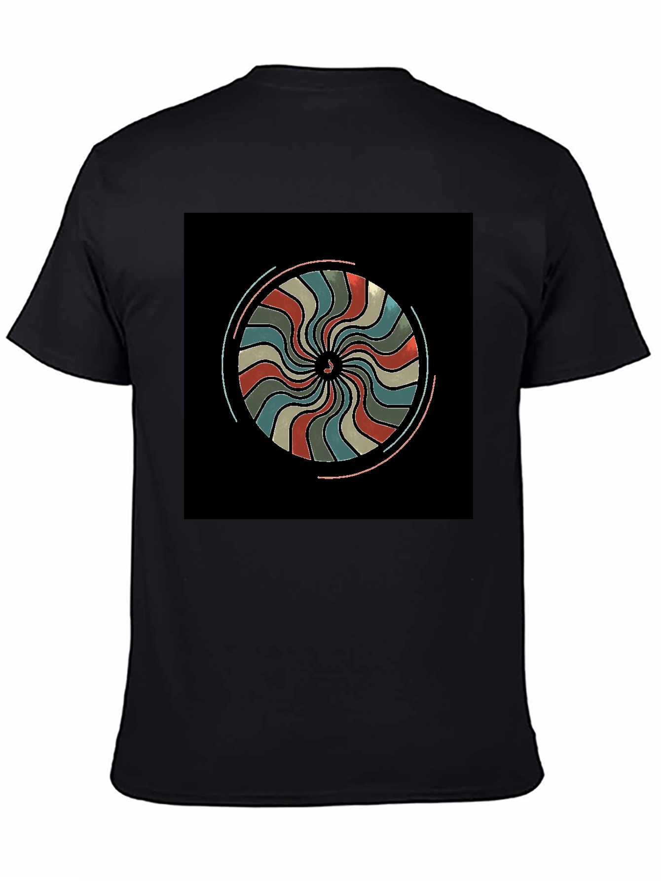 Retro Swirl Graphic Black T-Shirt