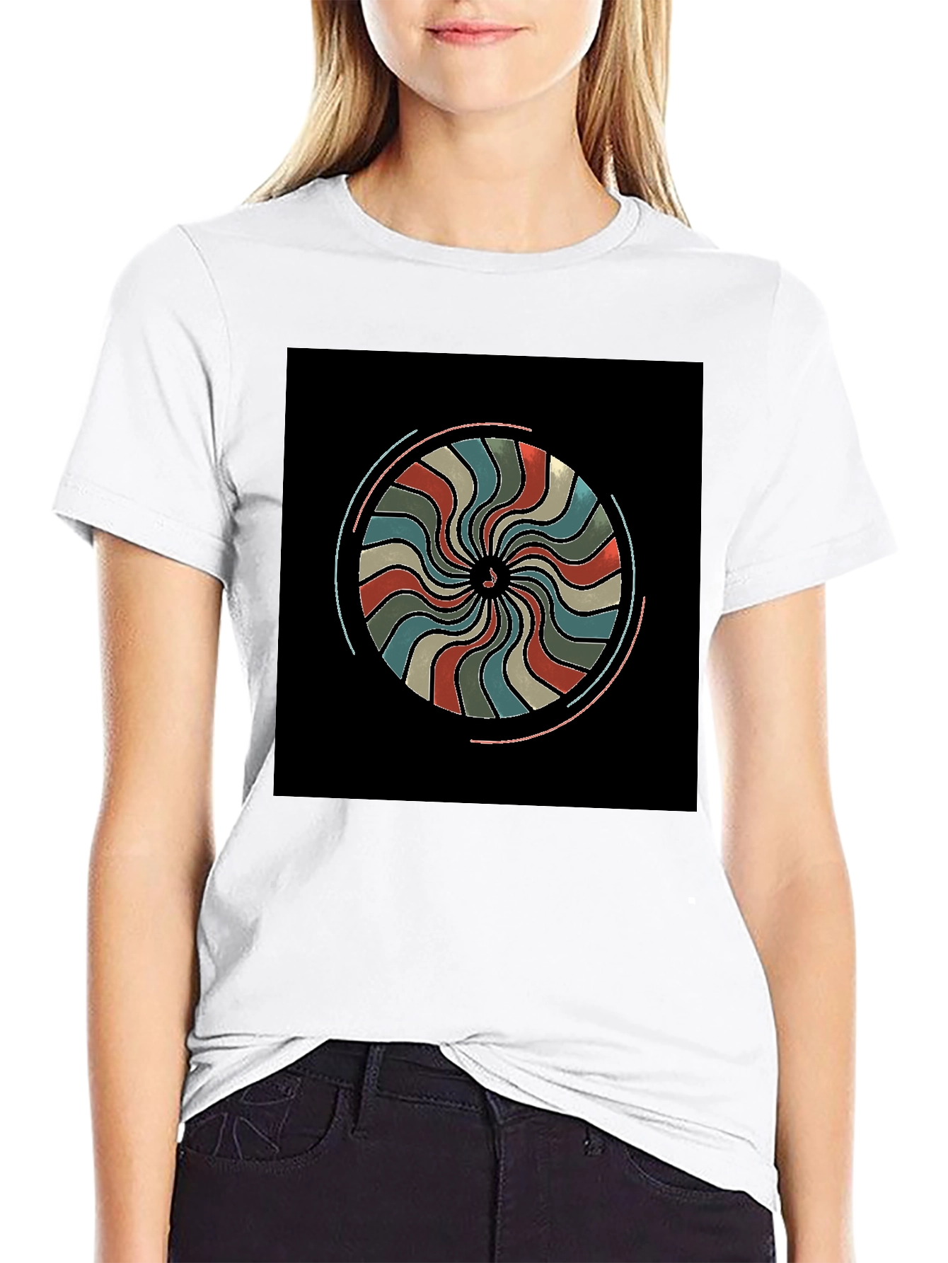Retro Swirl Graphic Black T-Shirt