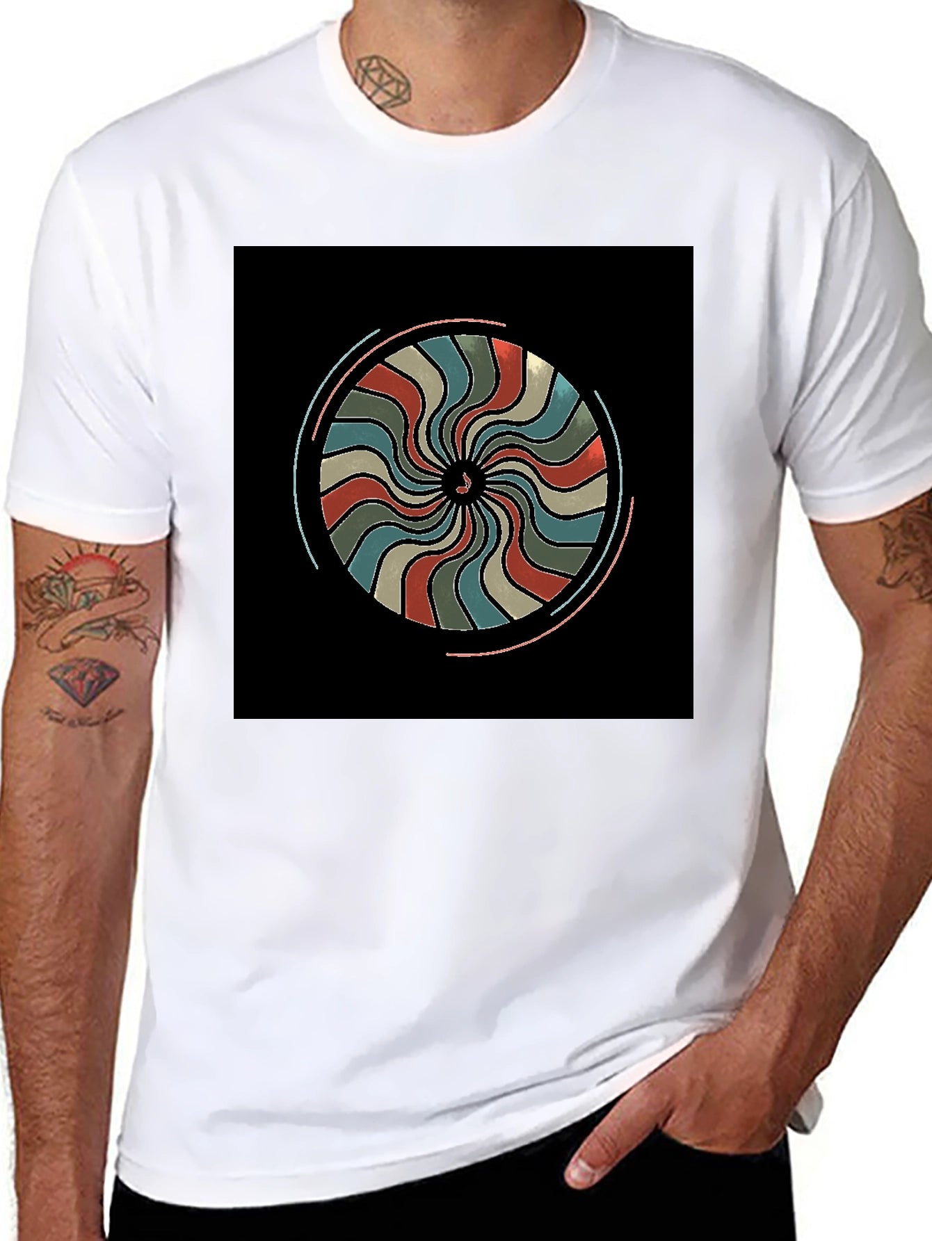 Retro Swirl Graphic Black T-Shirt