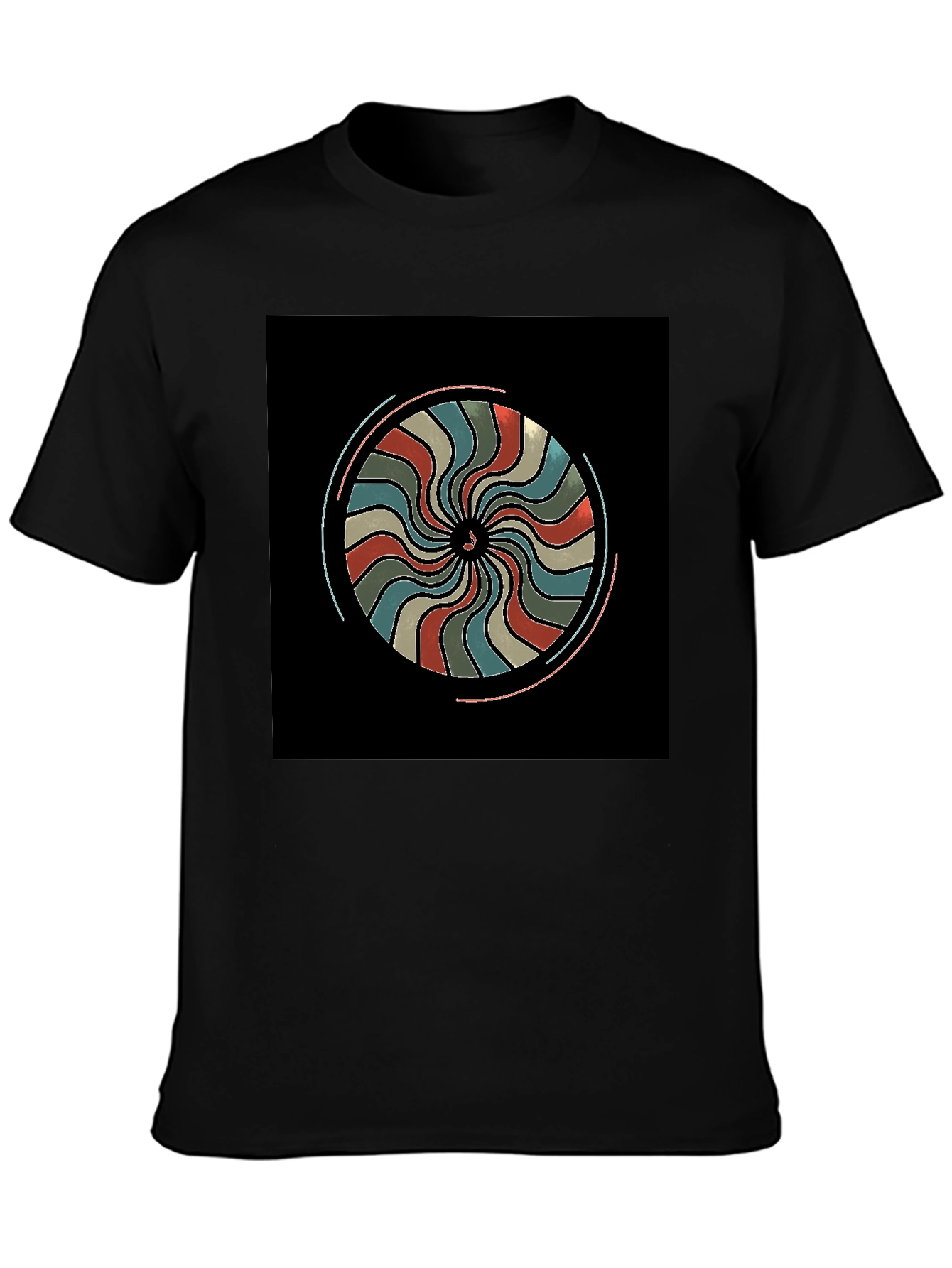 Retro Swirl Graphic Black T-Shirt