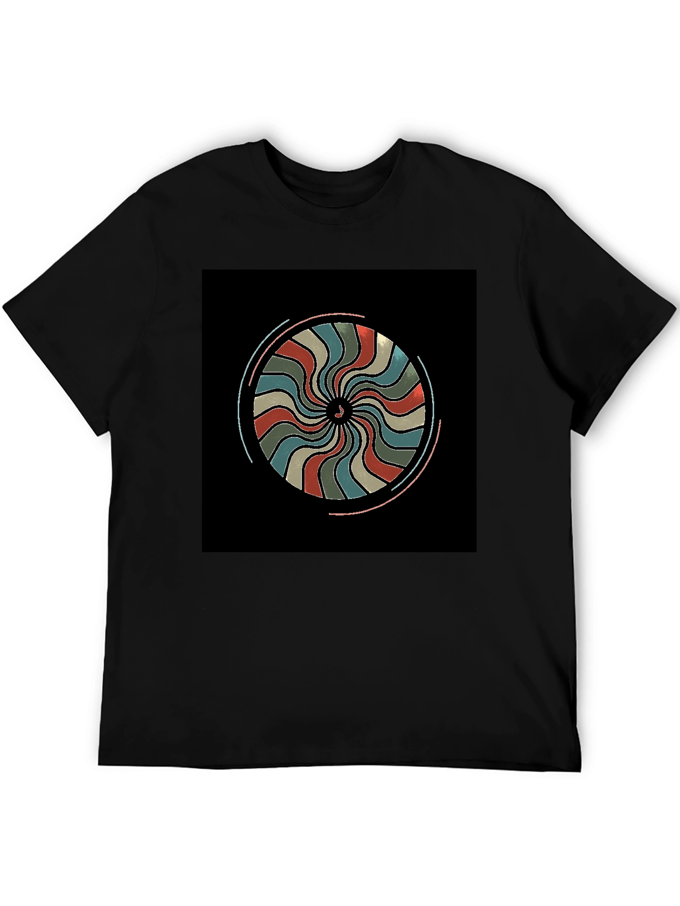Retro Swirl Graphic Black T-Shirt