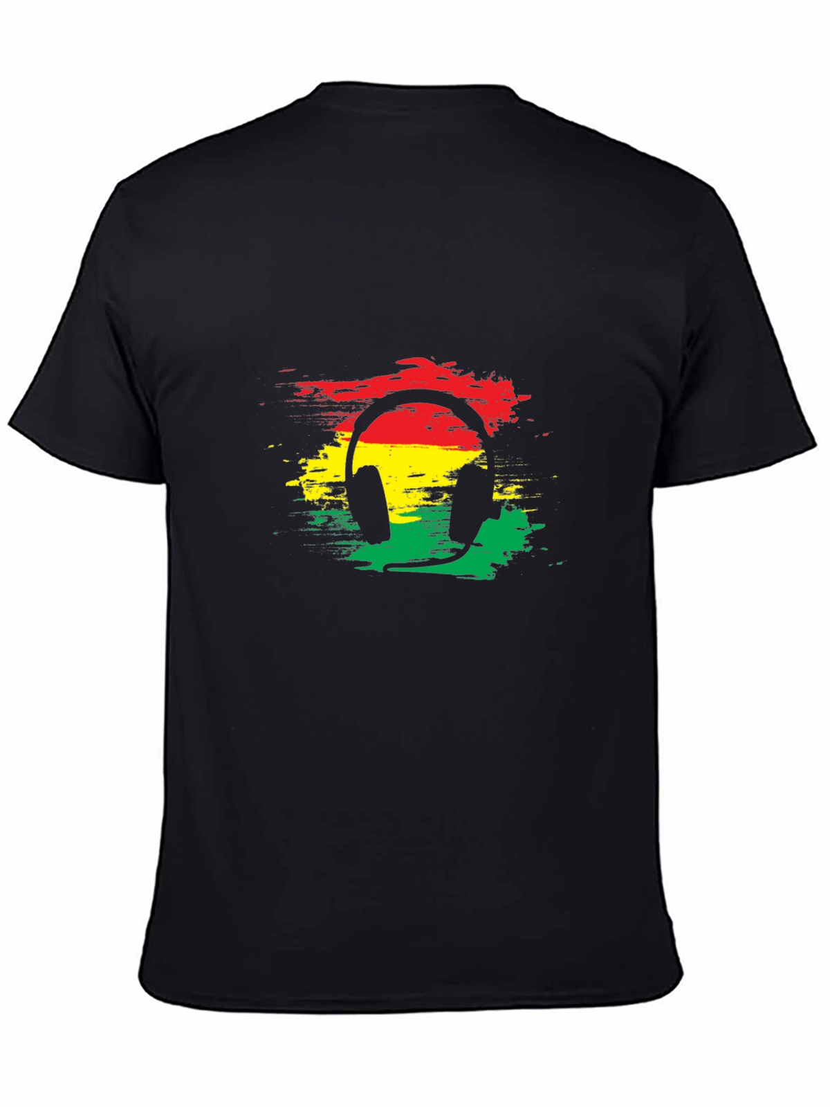 Rasta Headphone Graphic Tee - Black Cotton Blend