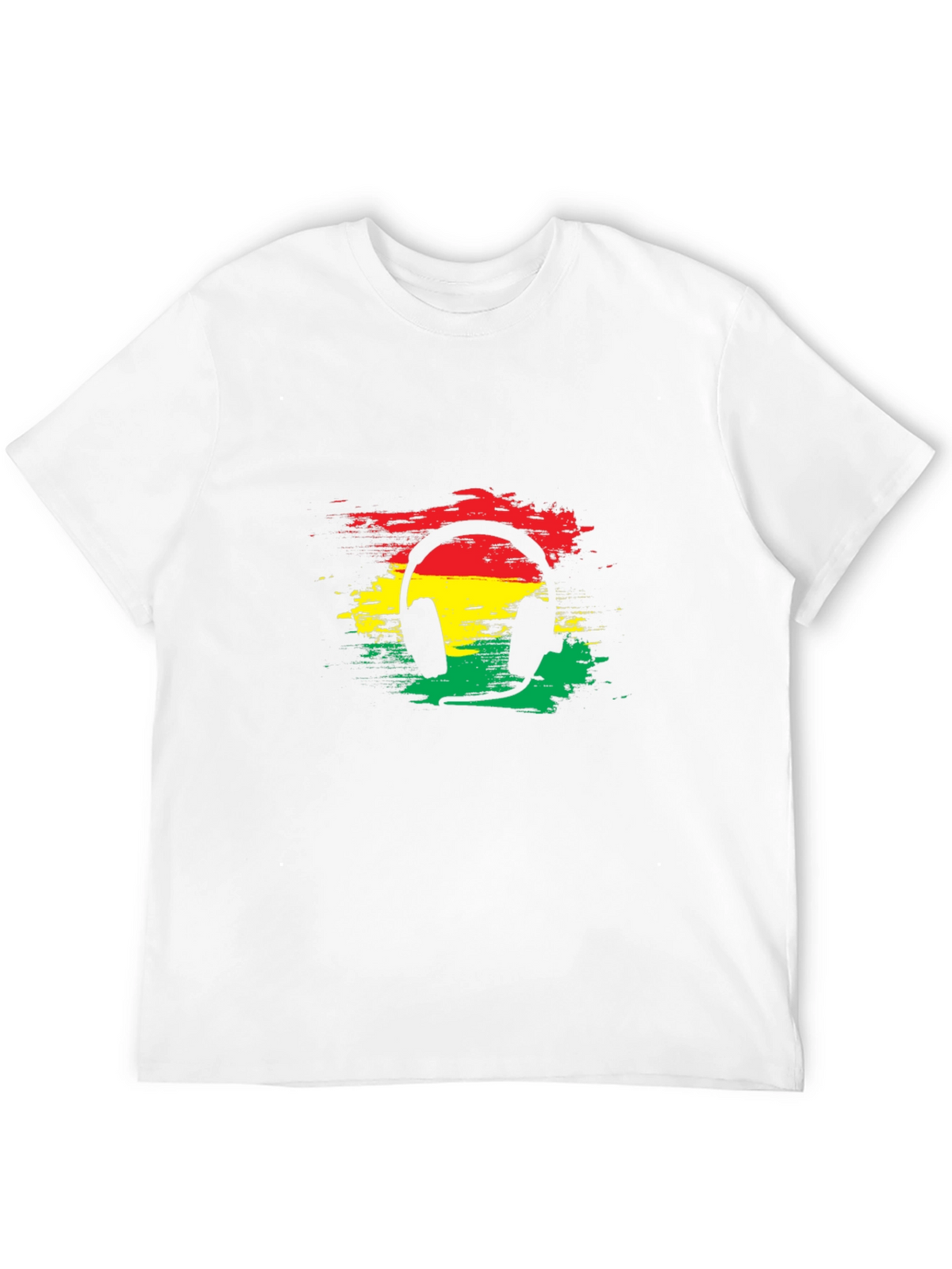 Rasta Headphone Graphic Tee - Black Cotton Blend