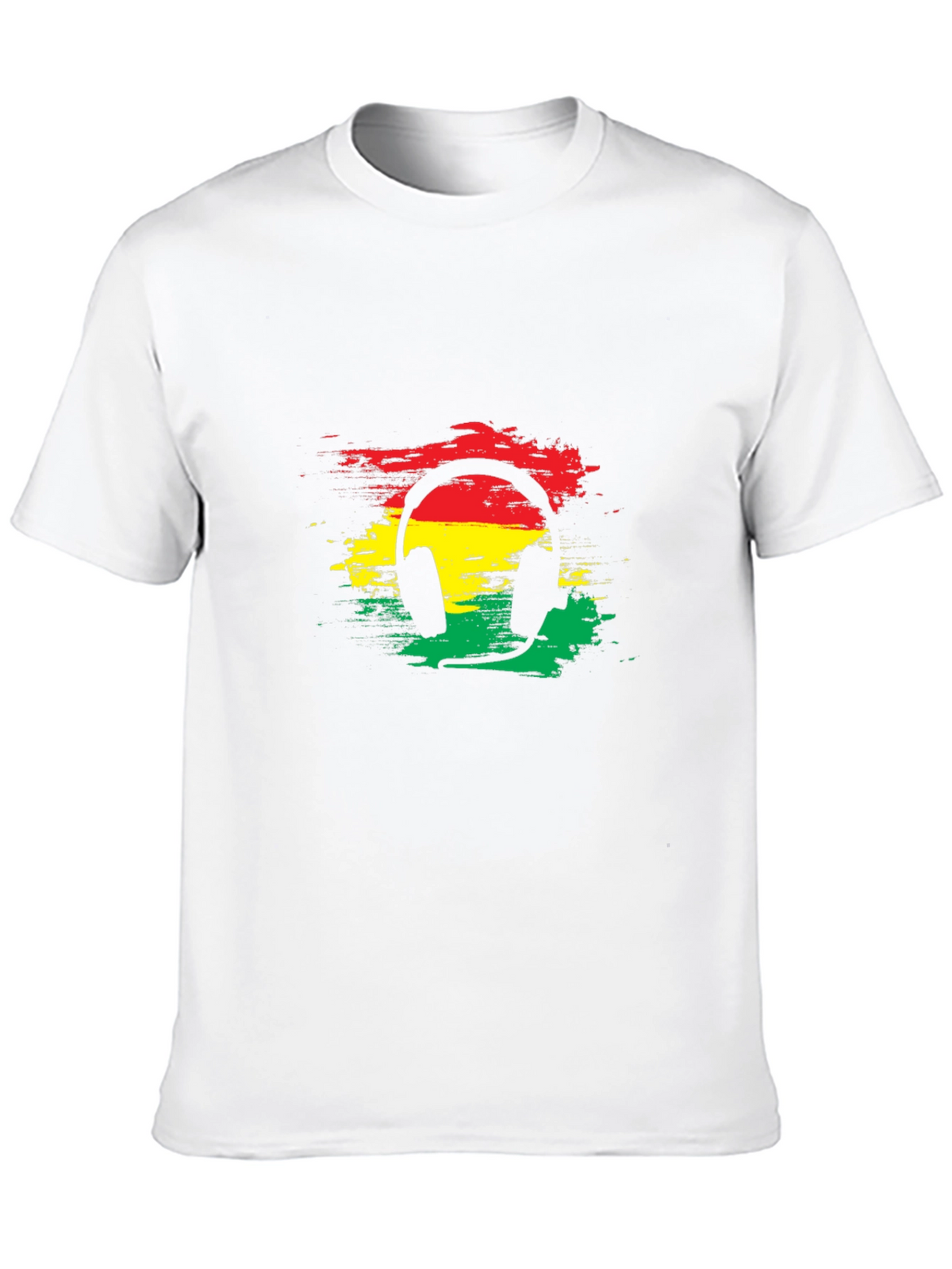 Rasta Headphone Graphic Tee - Black Cotton Blend