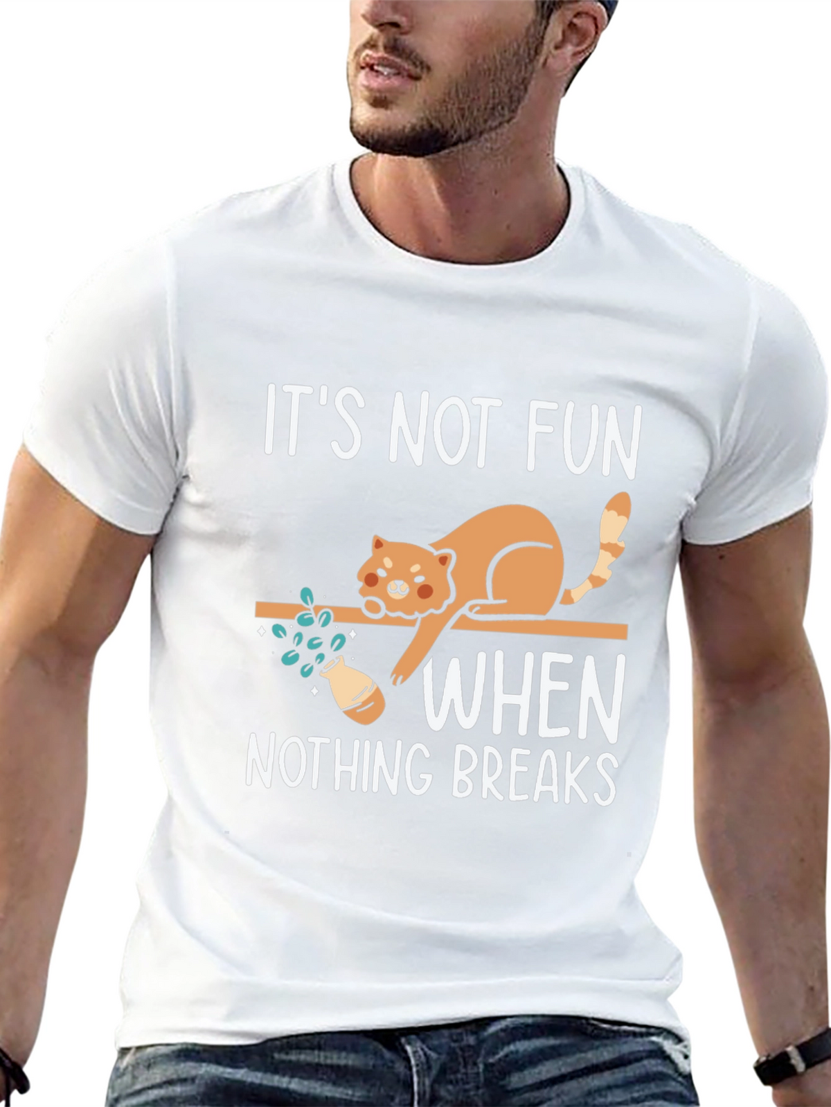 Funny Cat Breaks Things Graphic Tee