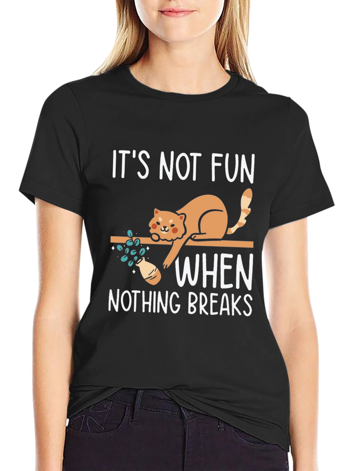 Funny Cat Breaks Things Graphic Tee