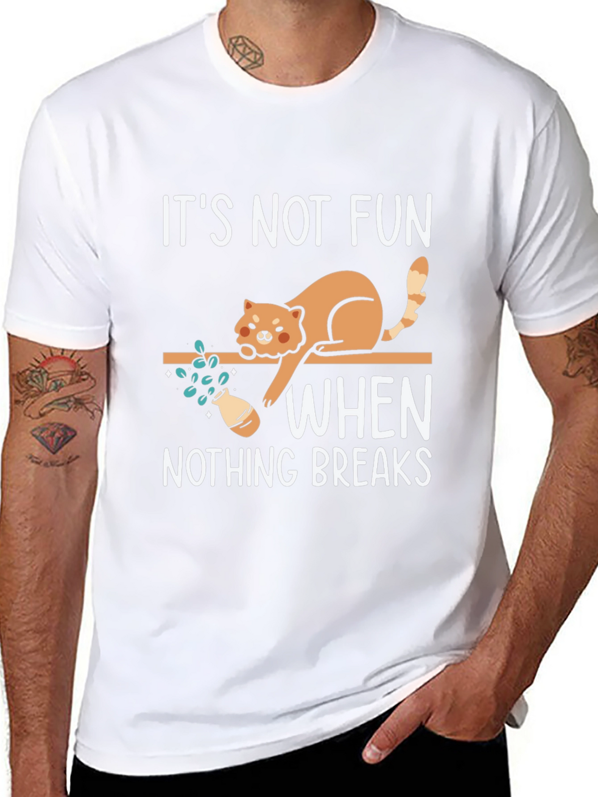 Funny Cat Breaks Things Graphic Tee