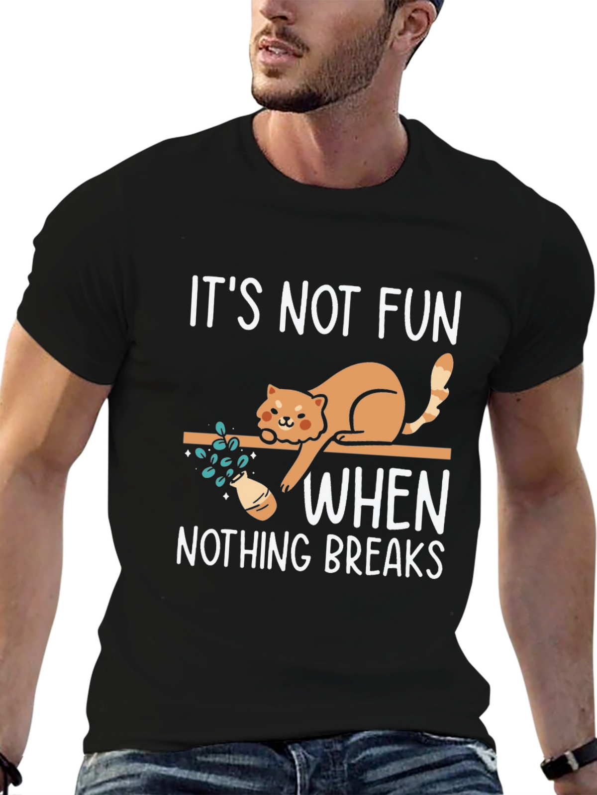 Funny Cat Breaks Things Graphic Tee