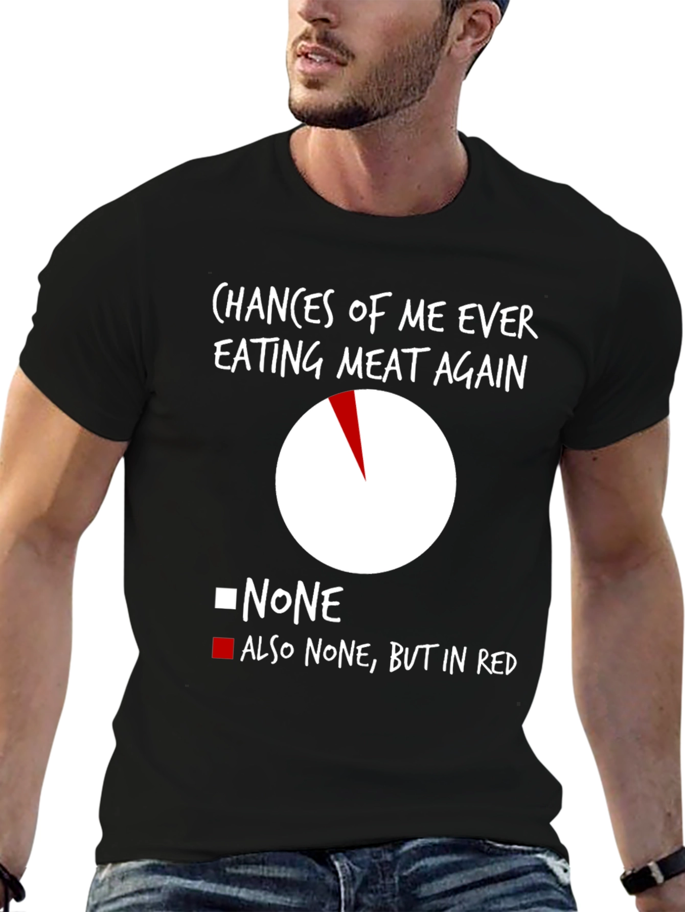 Vegan Humor T-Shirt: Meat-Free Zone Pie Chart