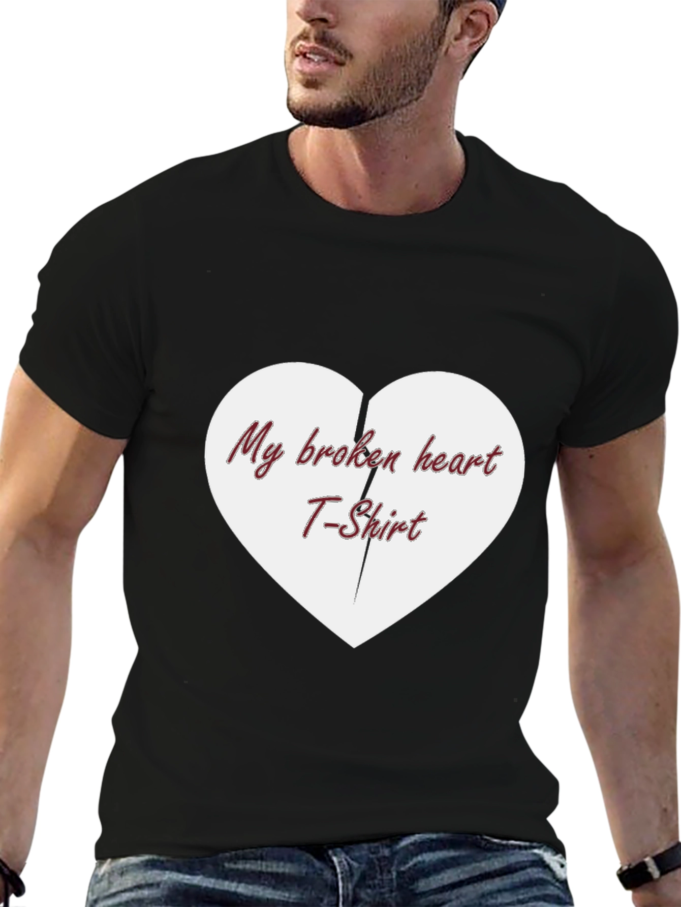 My Broken Heart T-Shirt - Black Cotton Casual Tee