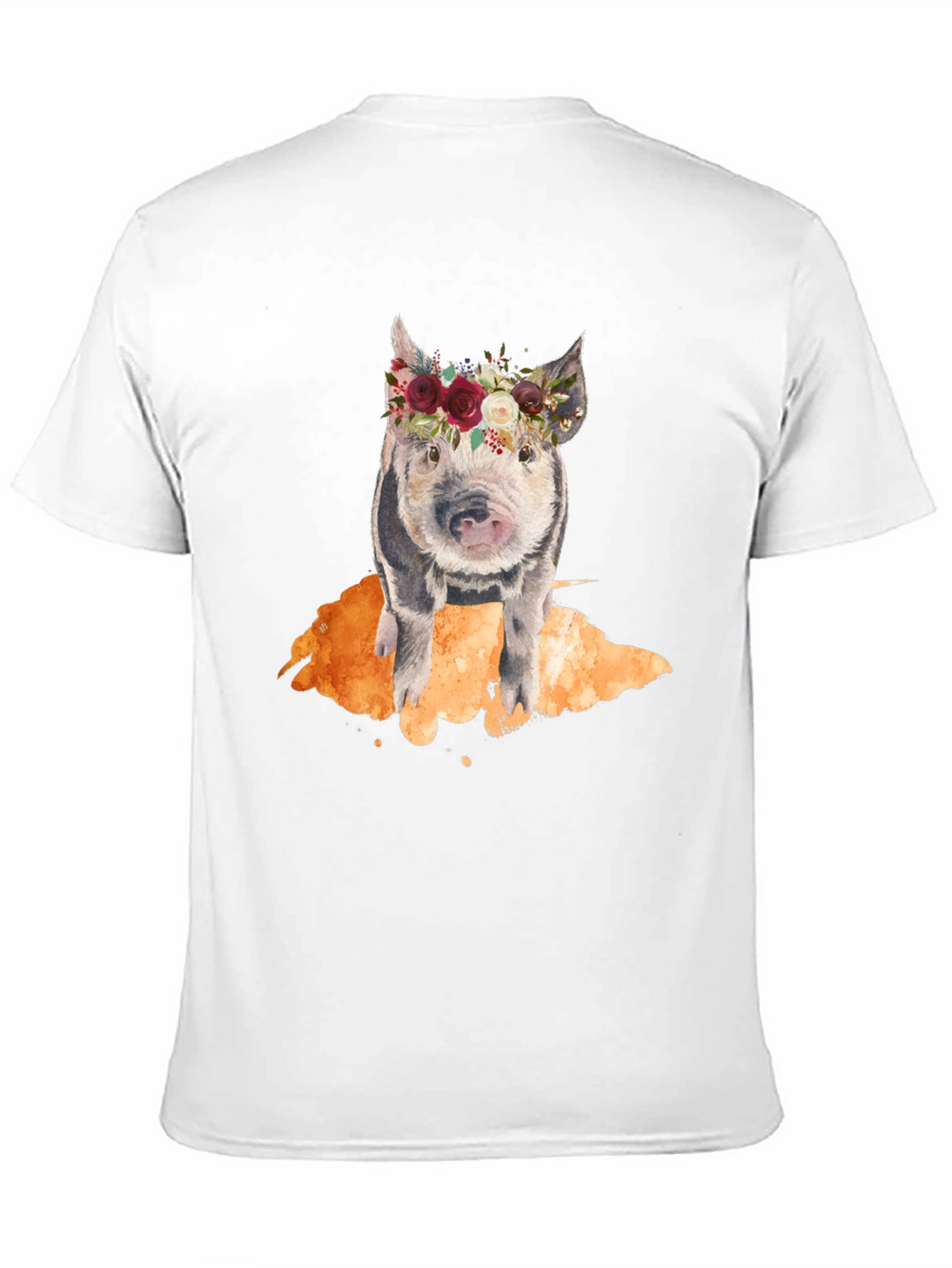 Floral Crown Pig Black T-Shirt