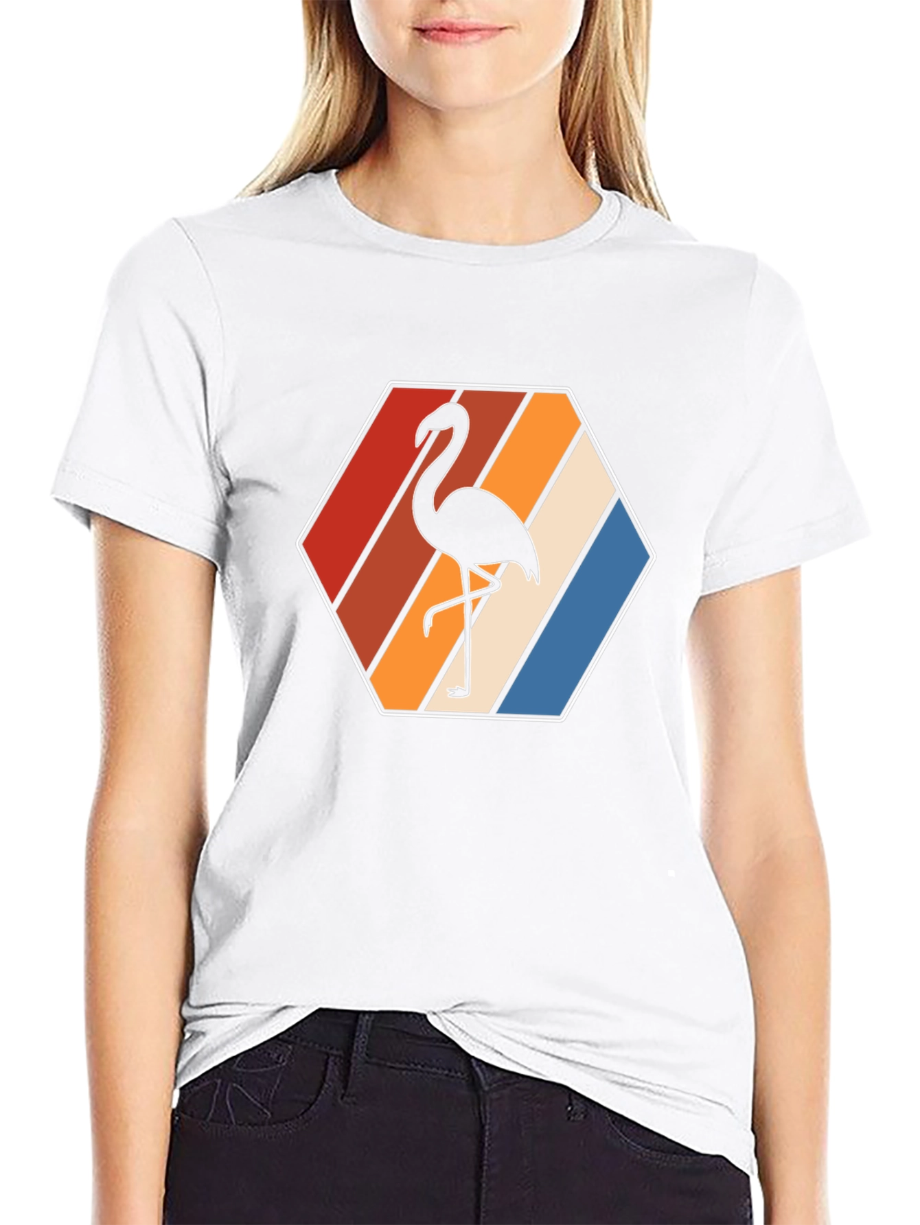 Retro Flamingo Graphic Tee - Mens Black T-Shirt
