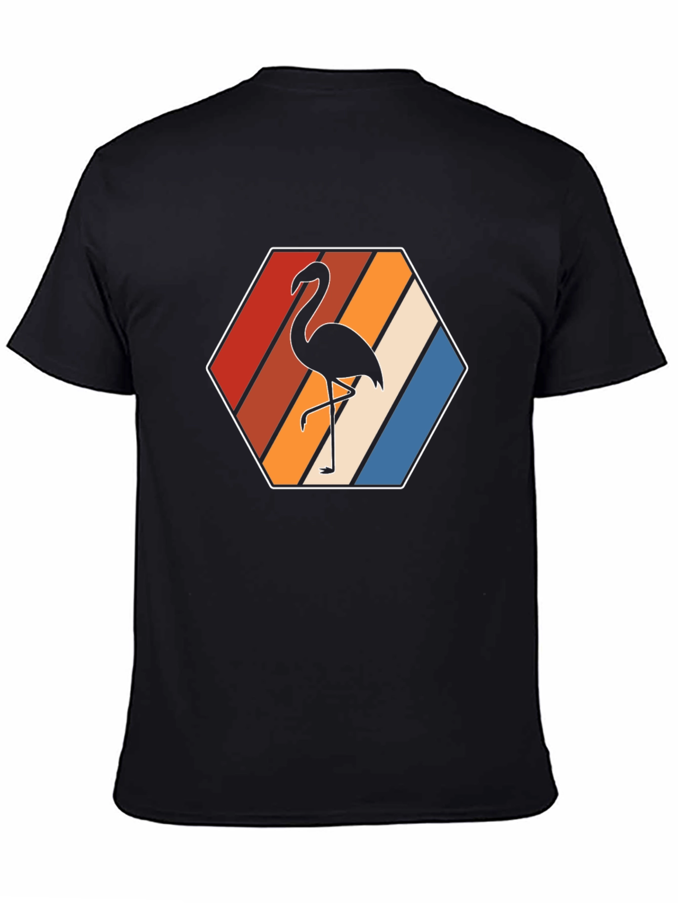 Retro Flamingo Graphic Tee - Mens Black T-Shirt
