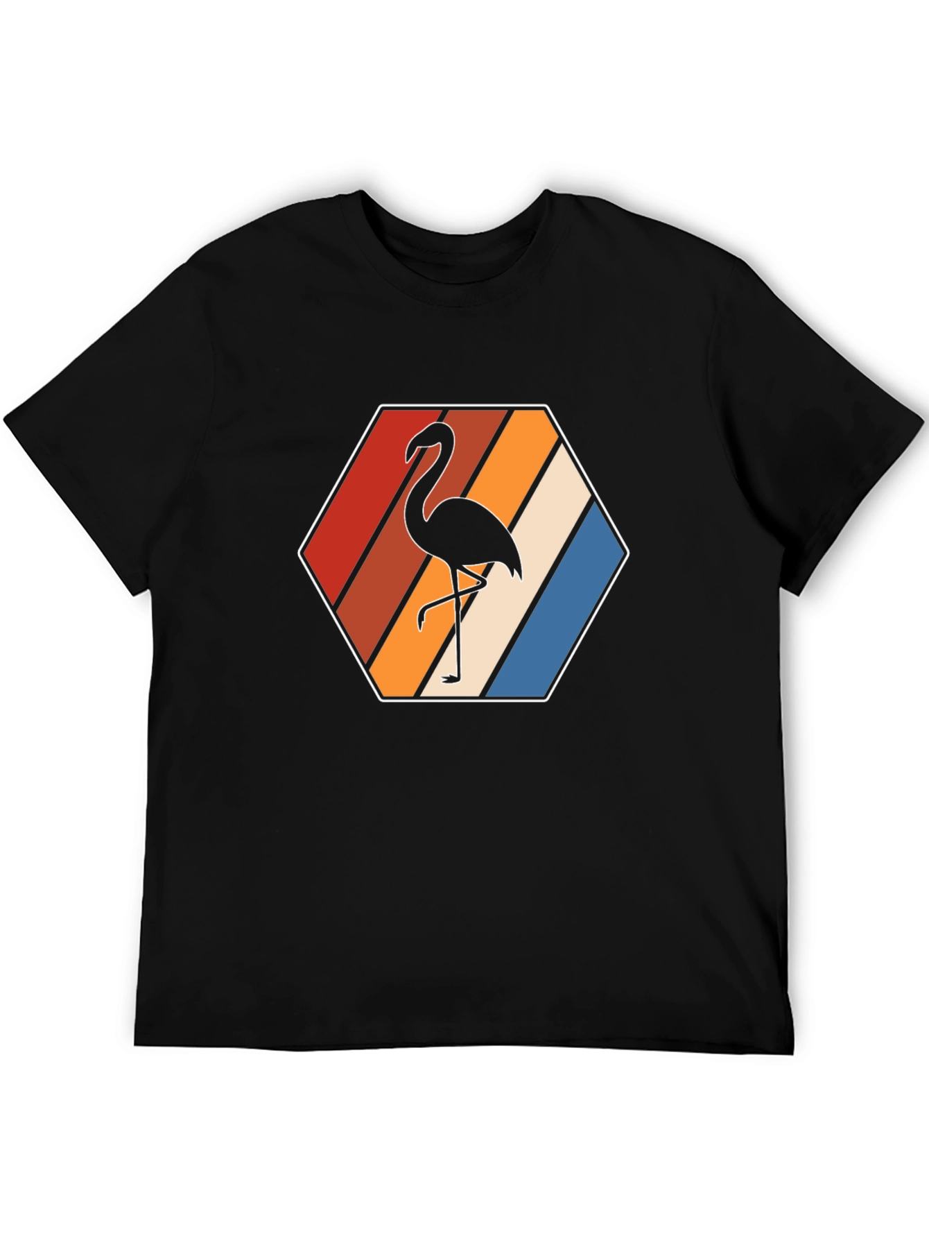 Retro Flamingo Graphic Tee - Mens Black T-Shirt