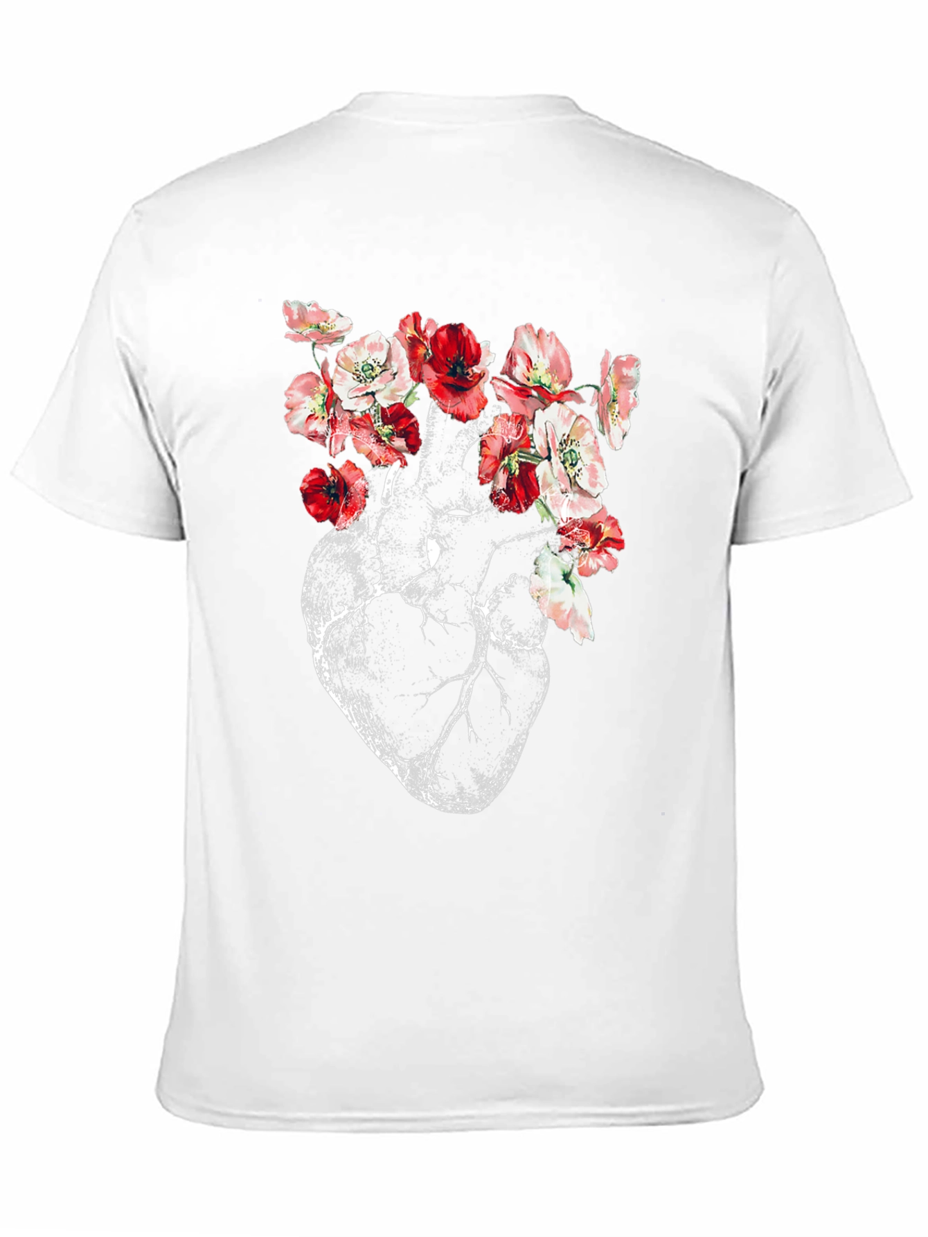 Floral Heart Anatomy T-Shirt - Artistic Graphic Tee