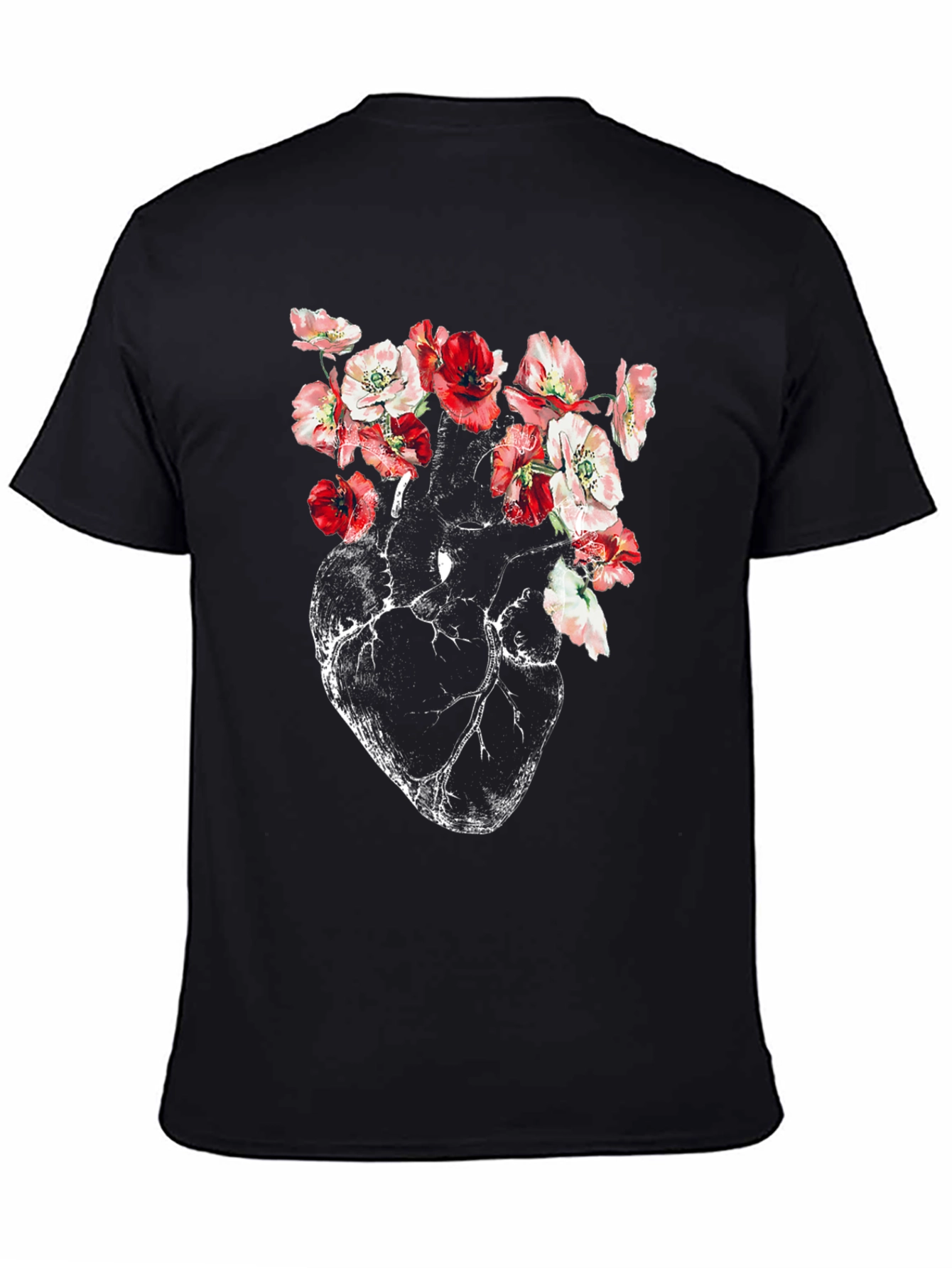 Floral Heart Anatomy T-Shirt - Artistic Graphic Tee