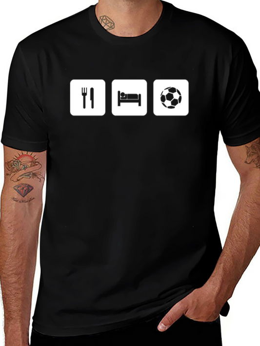 Eat Sleep Soccer Black Graphic T-Shirt