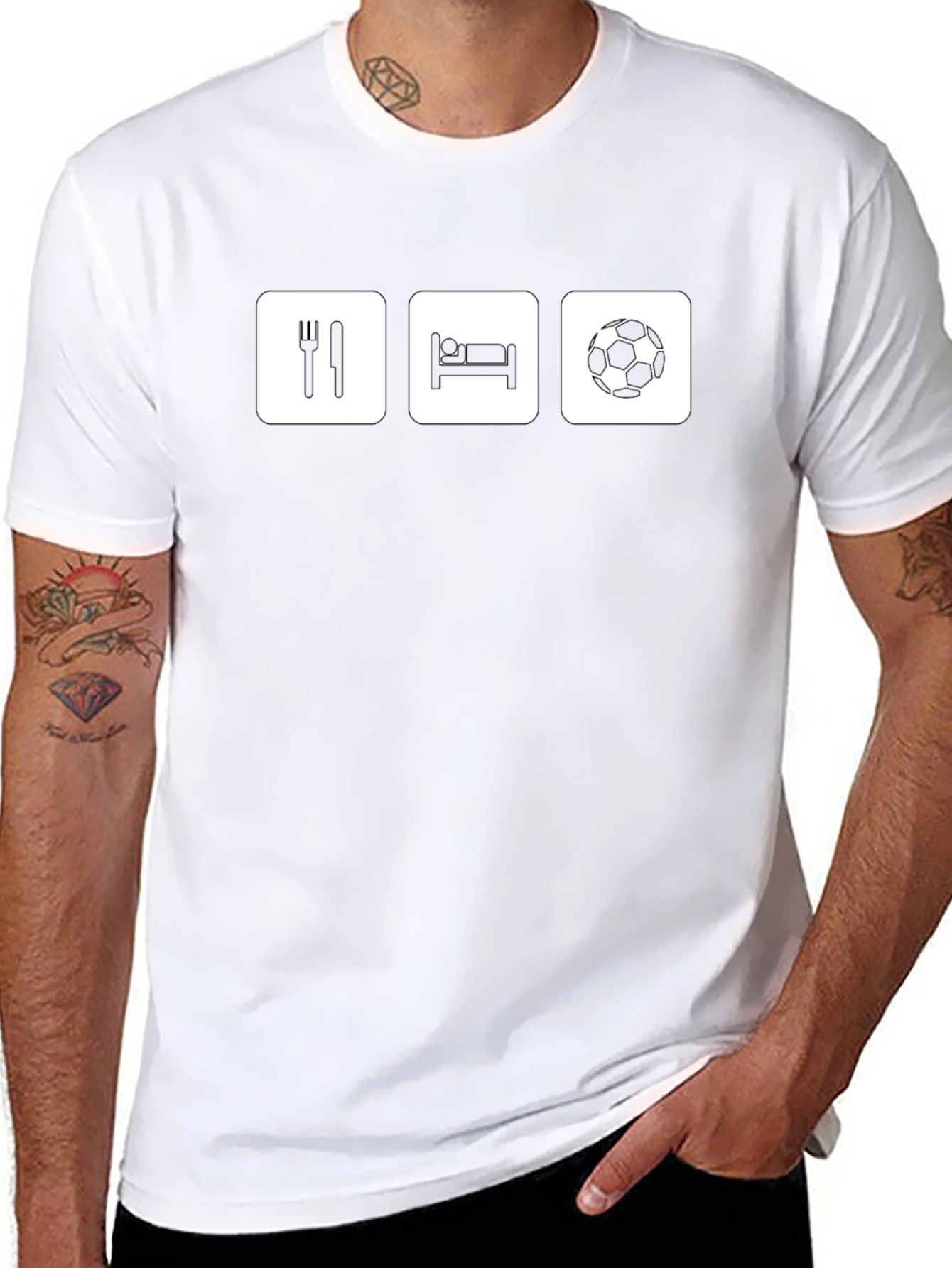 Eat Sleep Soccer Black Graphic T-Shirt