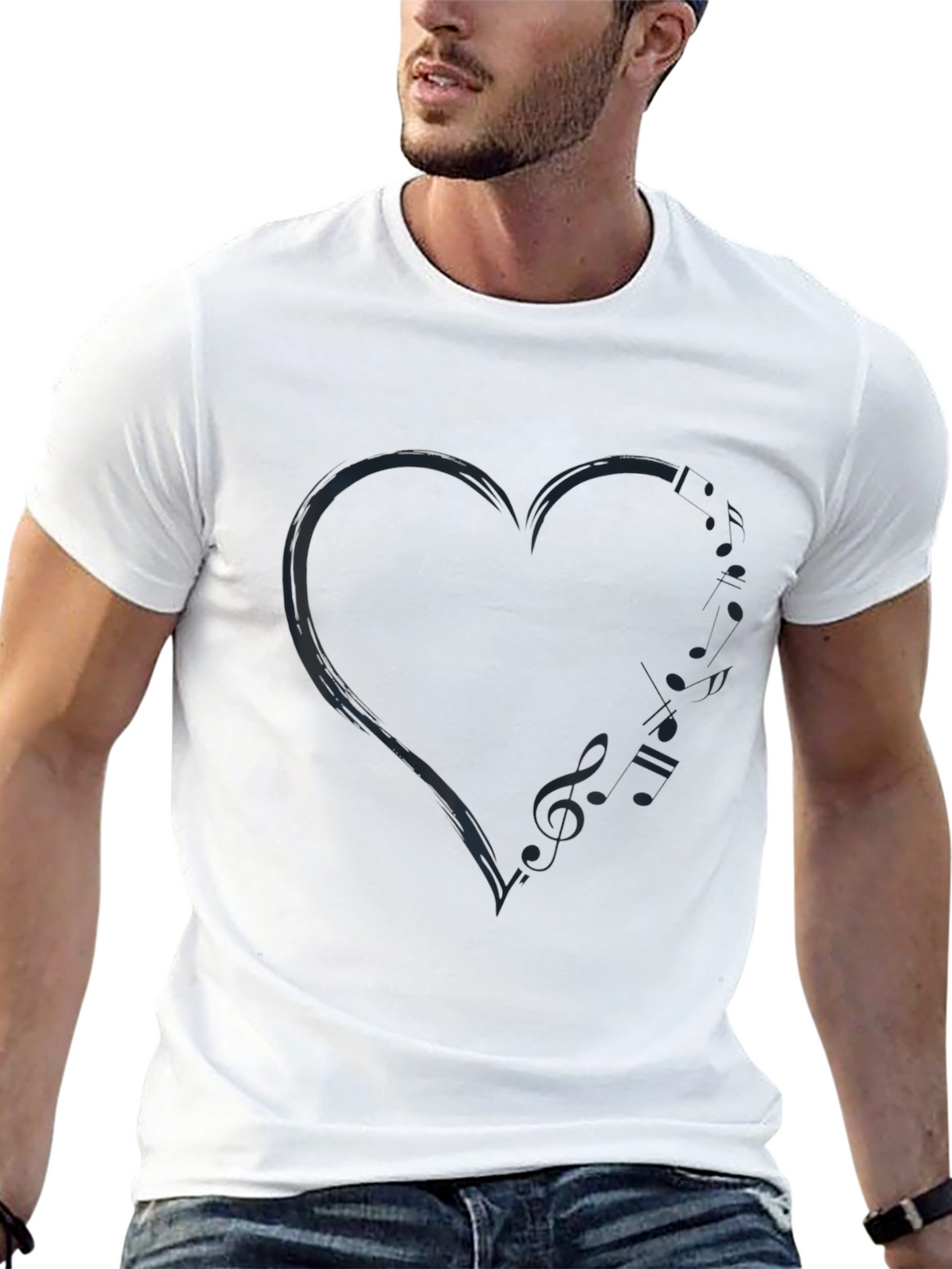Heart Music Note T-Shirt - Stylish Mens Tee