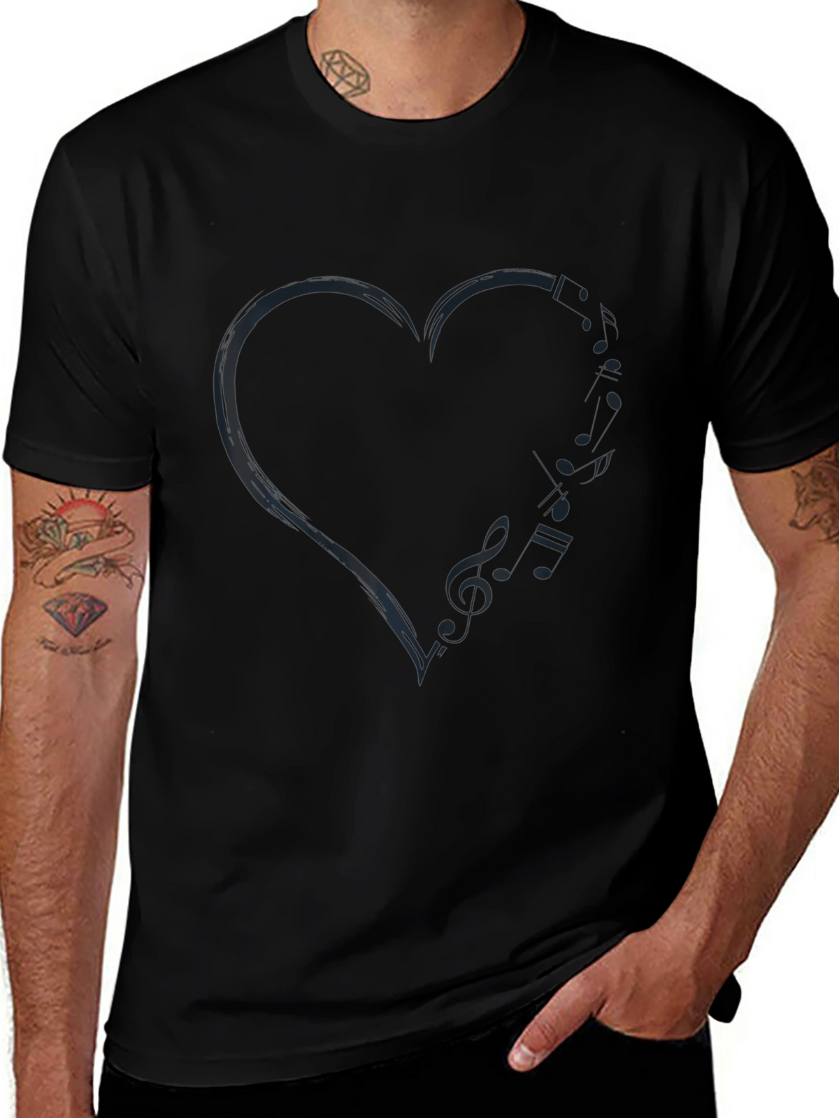 Heart Music Note T-Shirt - Stylish Mens Tee