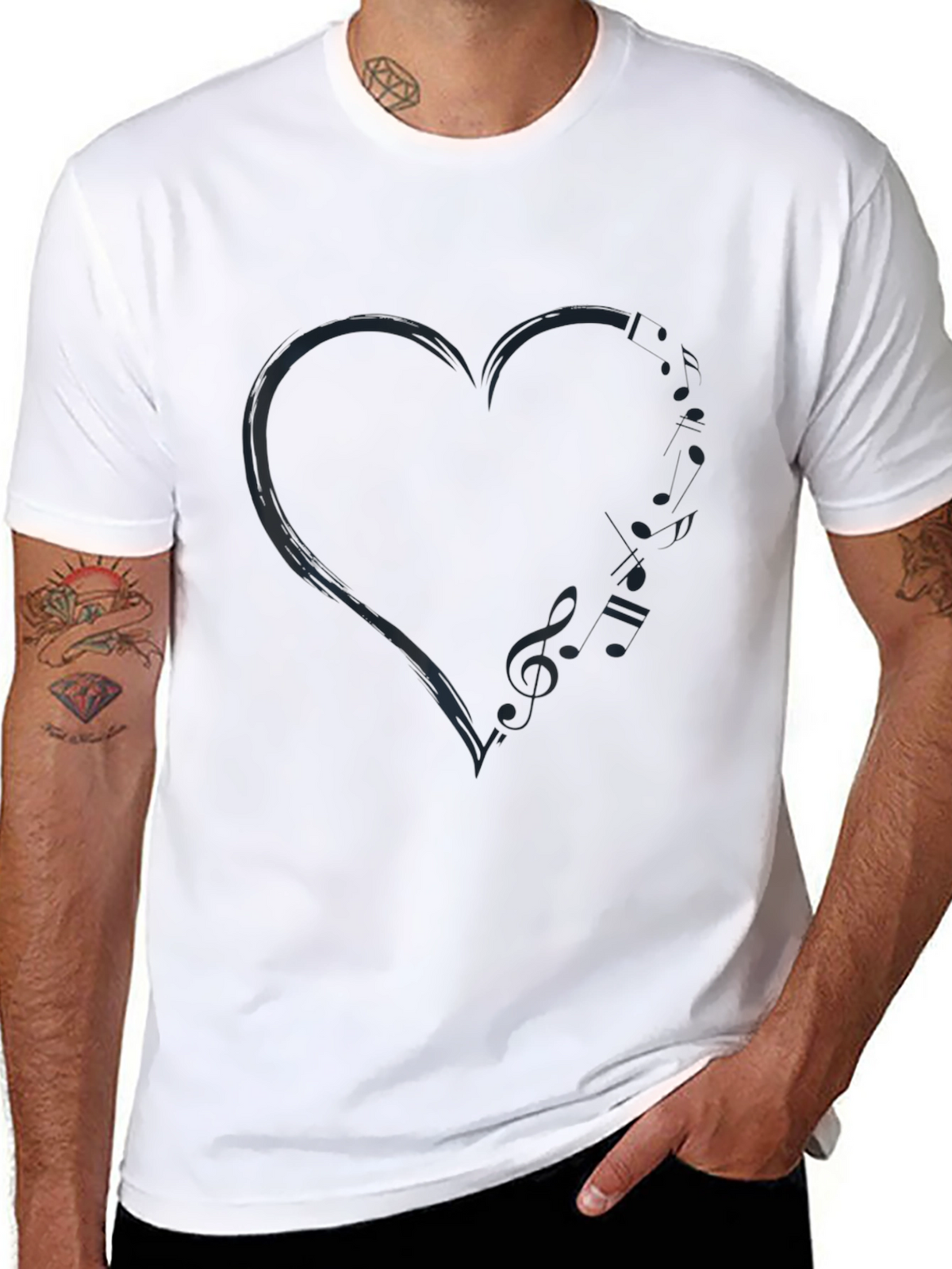 Heart Music Note T-Shirt - Stylish Mens Tee