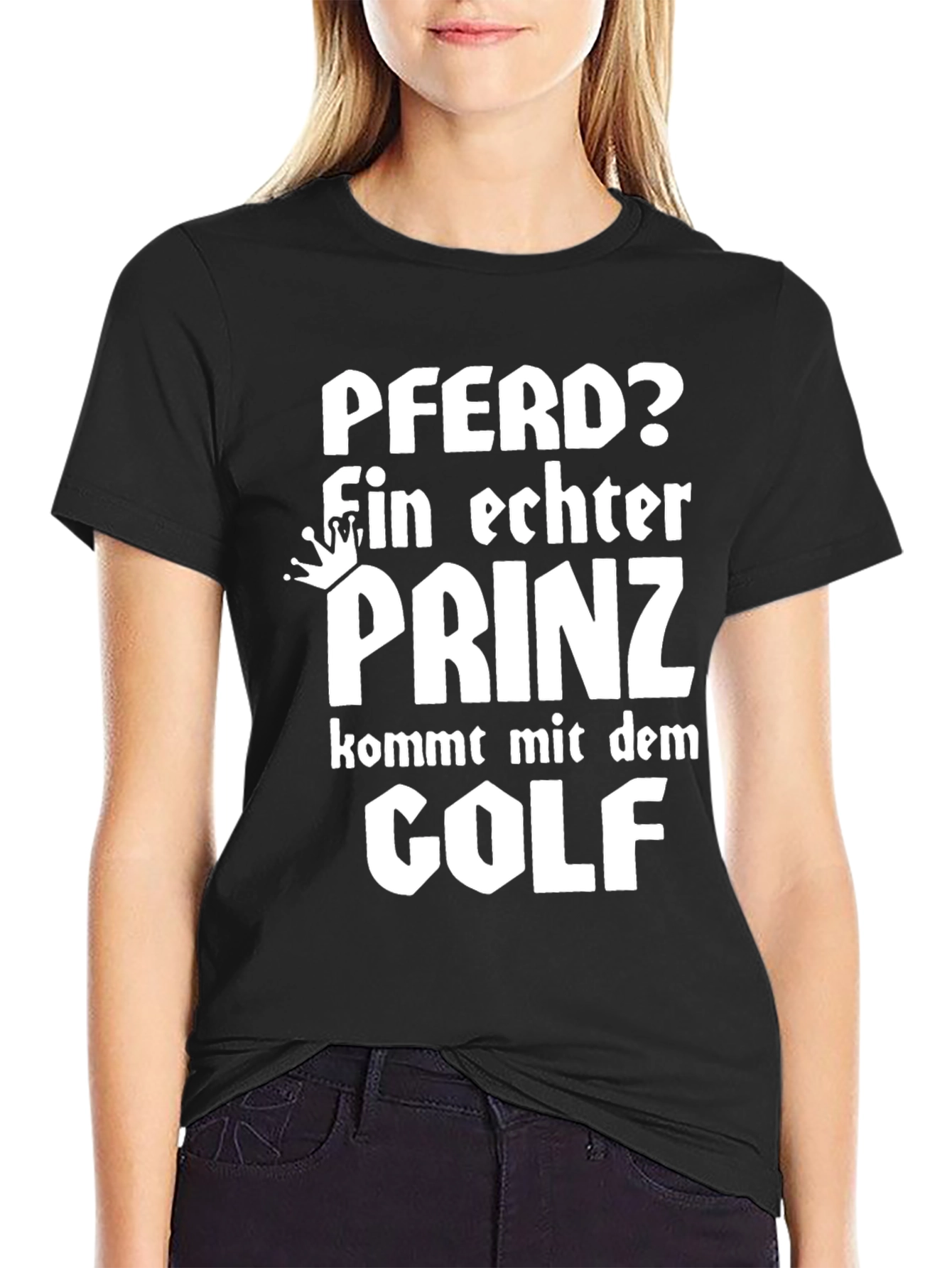 Pferd Prinz Golf Mens Black T-Shirt